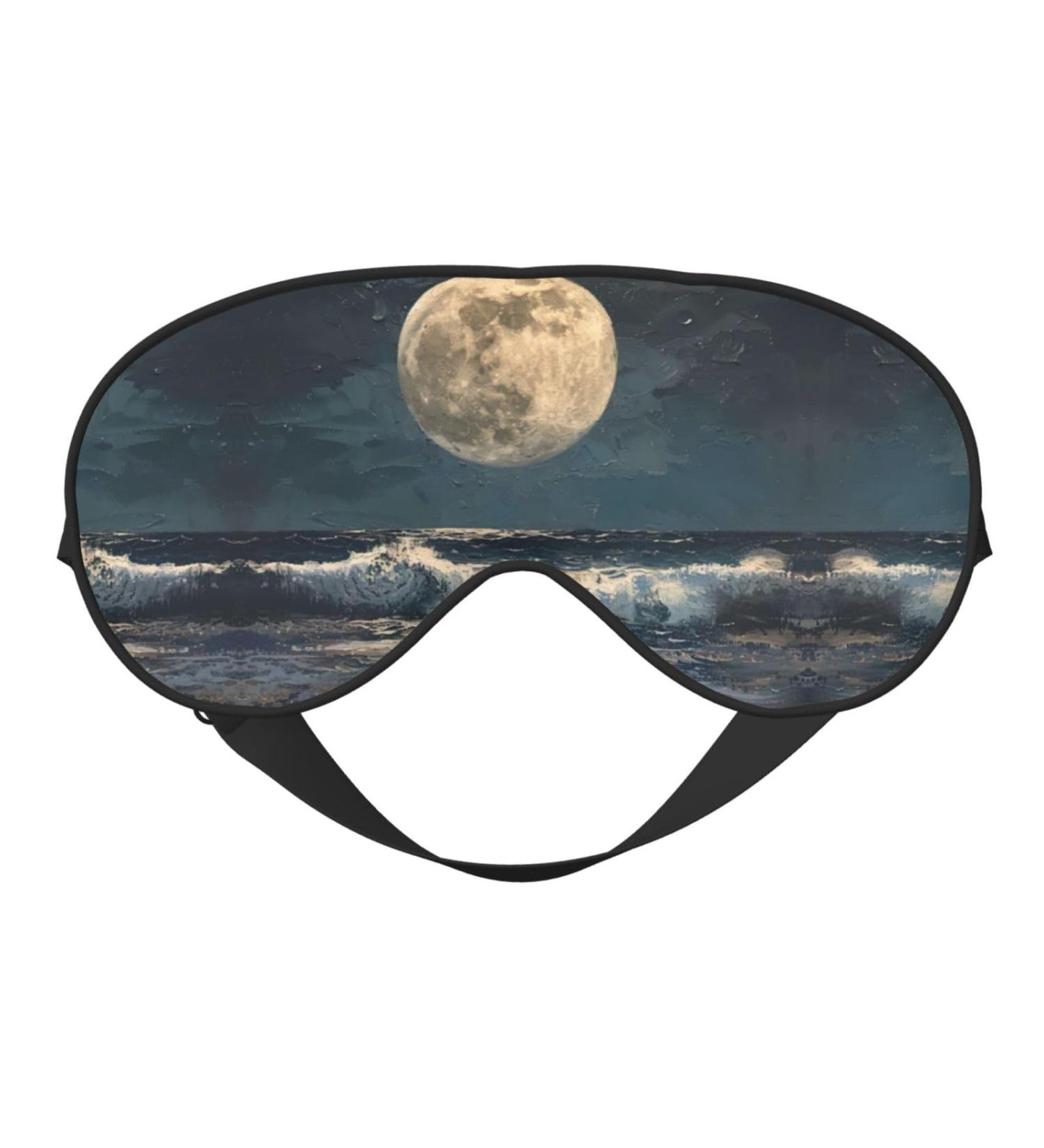 Moon and Sea Print Double-Sided Eye Mask Soft and Light Blocking for Enhancing Sleep Quality - Buy Online on SooperMarket.com