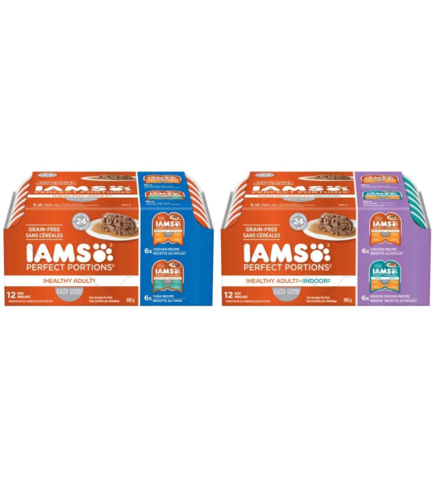 IAMS Perfect PORTIONS Healthy Adult Wet Cat Food Cuts in Gravy - Chicken and Tuna & Perfect Portions Healthy Adult Wet Cat Food Cuts in Gravy - Chicken and Indoor Chicken 2CT Cat Food + Wet Cat Food 75 g (Pack of 12) - Buy Online on SooperMarket.com