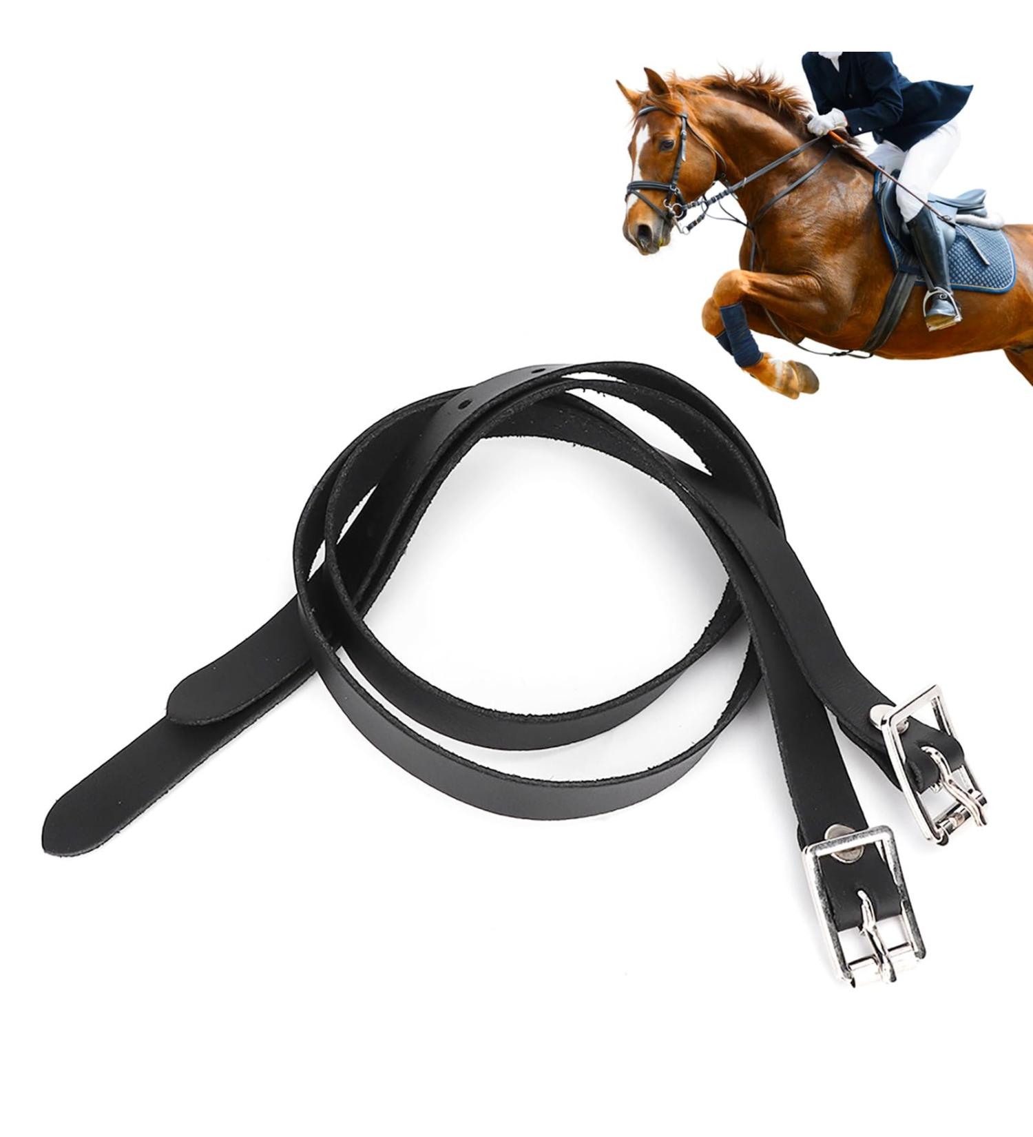 Agate Black Leather Spur Straps - 50cm/19.7in Stainless Steel Buckle Perfect for Horse Riding & High Boots | Premium Horse Accessories - Buy Online on SooperMarket.com