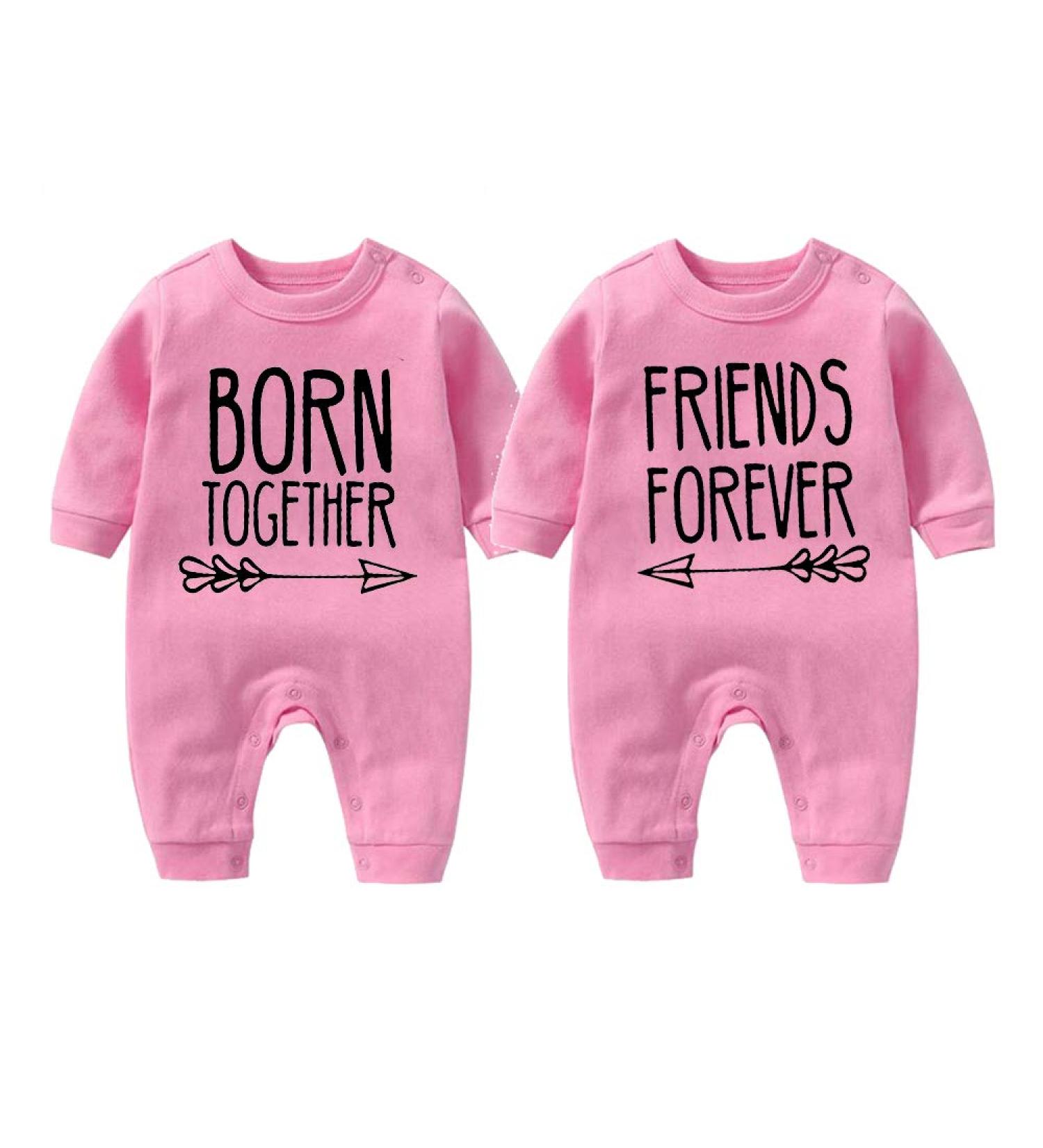 Culbutomind Baby Twins Bodysuit Set - Born Together Friends Forever Romper with Hat, Pink, BFT, 3-6 Months - Buy Online on SooperMarket.com