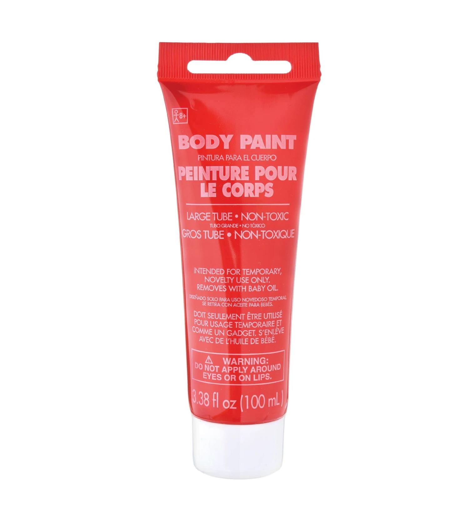 Red Body Paint for Halloween - 3.4 oz. (1 Pc.) - Vibrant & Easy-to-Apply Costume Makeup Perfect for Props and Parties