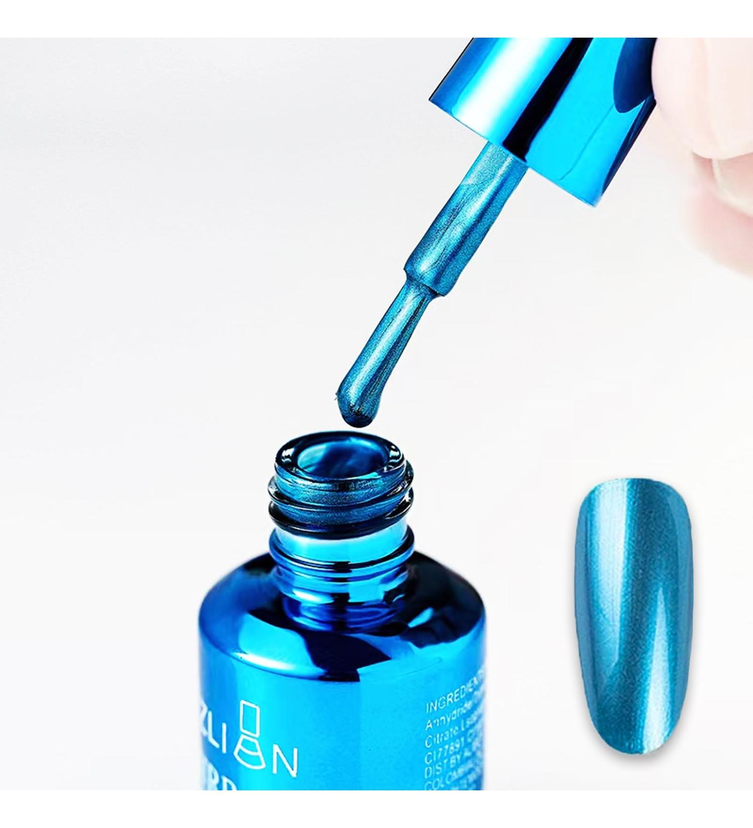 Blue Nail Polish Chrome Metal Nail Varnish Mirror Quick Dry Metallic Effect No UV Needed Nail Art Polish Chrome Nail Polish - Buy Online on SooperMarket.com
