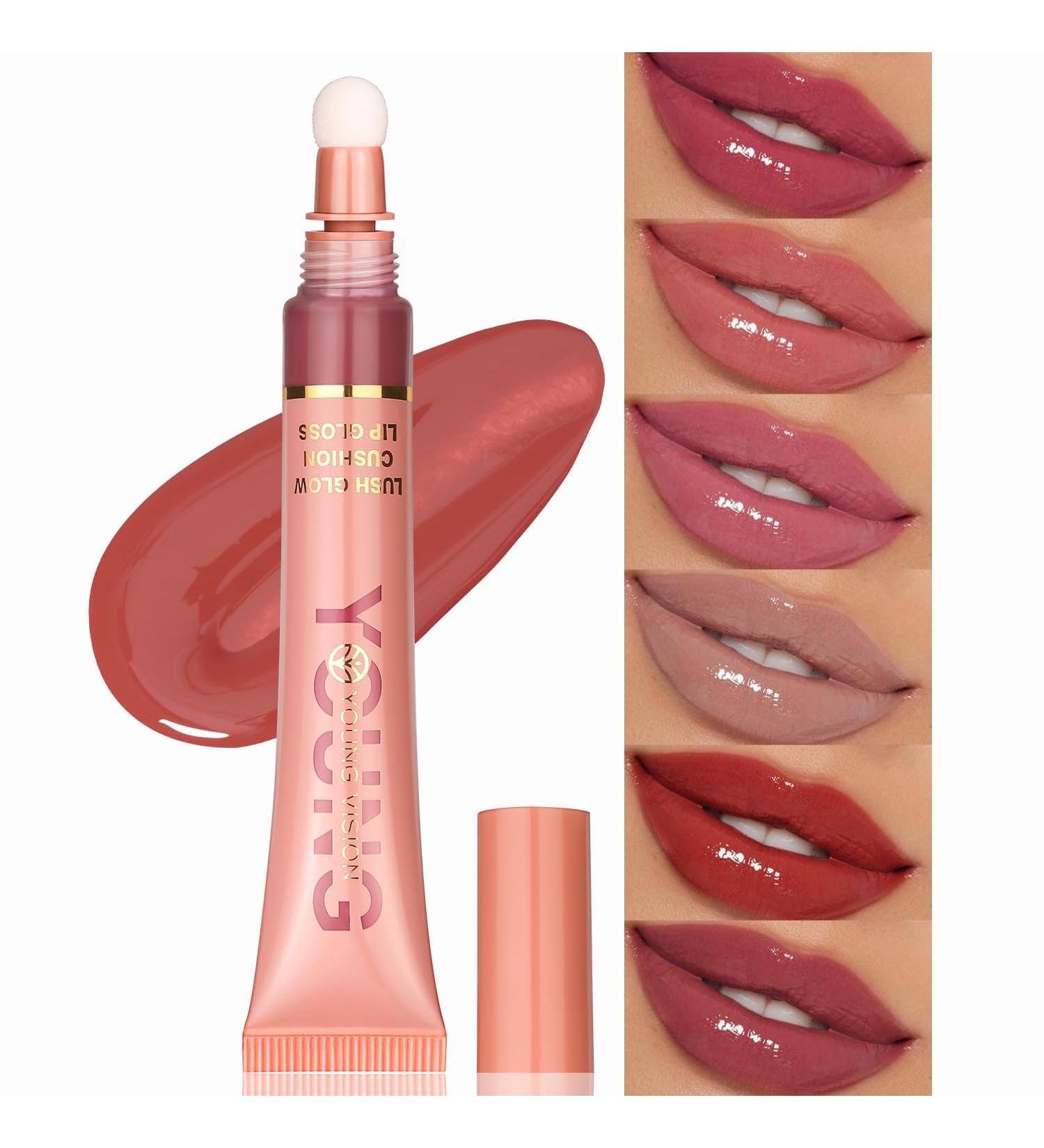 YOUNG VISION Hydrating Liquid Lipstick & Gloss Tint - Oil Infused Versatile Nude to Red Shades Cushion Applicators - Labial Liquido & Brillo Labial 03 - Sunset Glow | International Shipping Available - Buy Online on SooperMarket.com