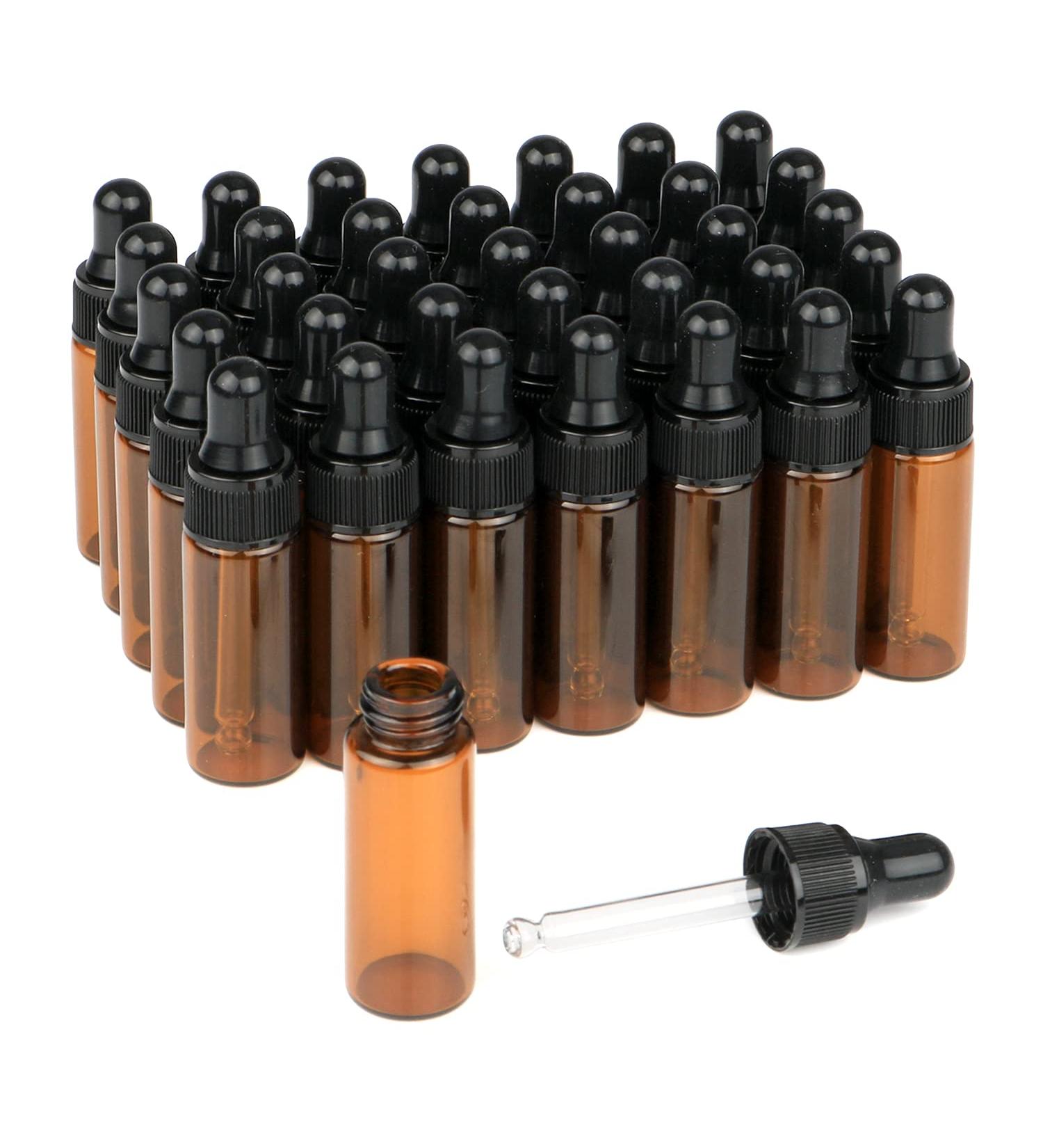 Furnido 5ml Amber Glass Dropper Bottle Pack of 35 - DIY Essential Oil & Perfume Vials with 2ml Droppers - Buy Online on SooperMarket.com