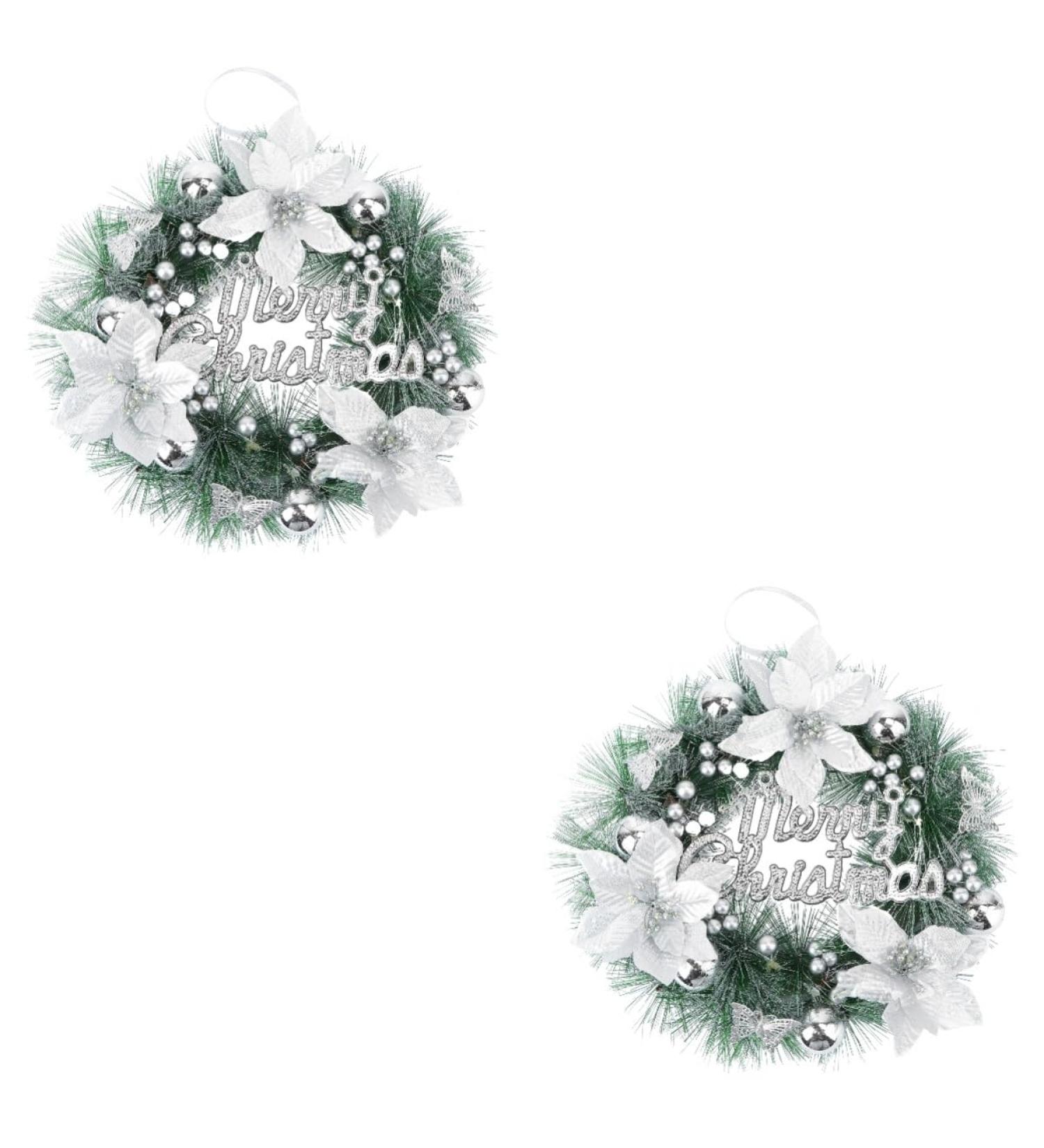 HOMSFOU 2pcs Christmas Wreath Decorative Wreath Christmas Front Door Wreath Winter Wreath Holiday Wreaths Harvest Wreath Rustic Holiday Door Wreath Xmas Reef Artificial Pvc Merry Christmas - Buy Online on SooperMarket.com