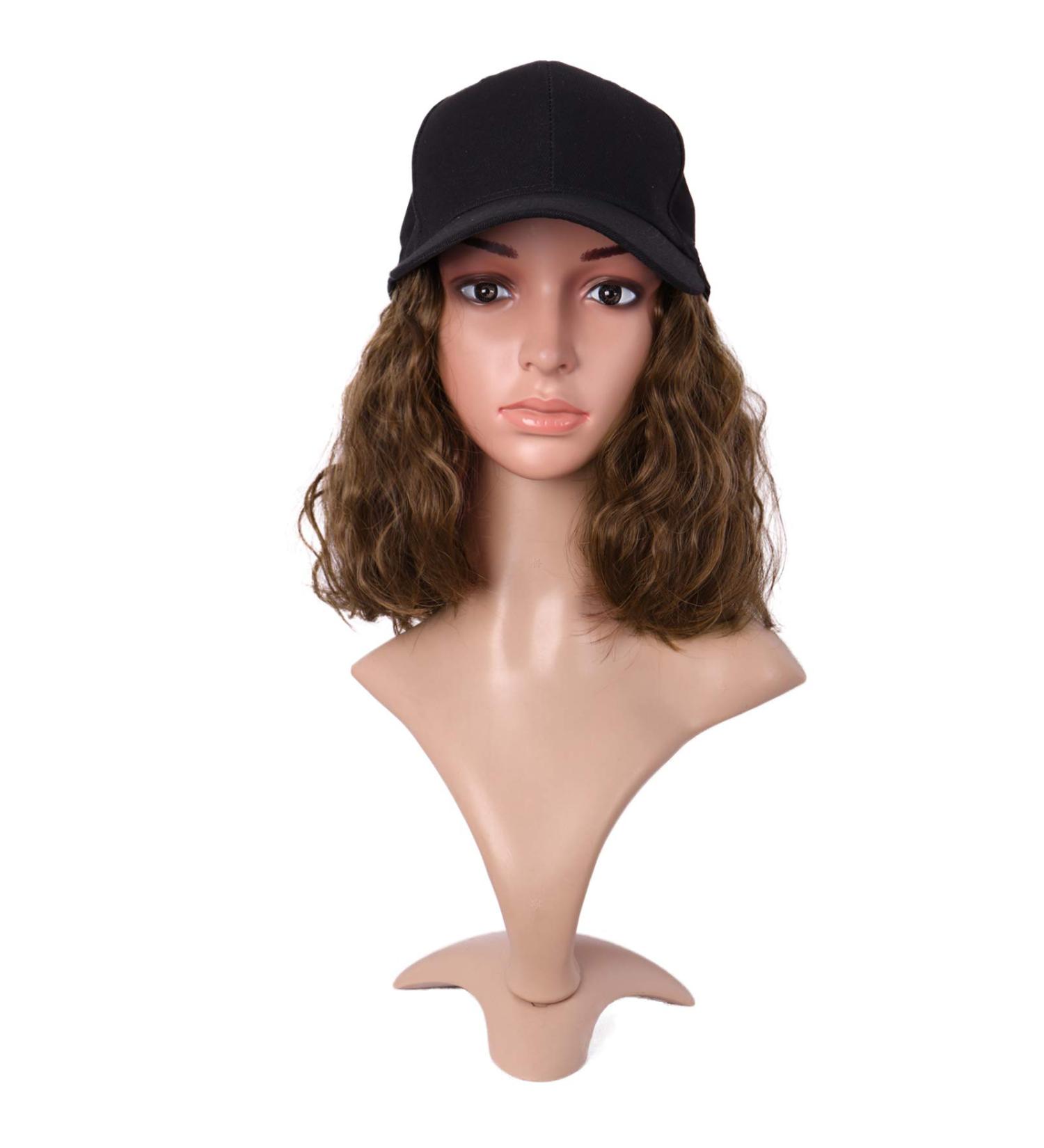 MapofBeauty Short Curly BOB Synthetic Hair Extension Baseball Hat Wig (Brown) - 13 Inch/33 cm - Buy Online on SooperMarket.com