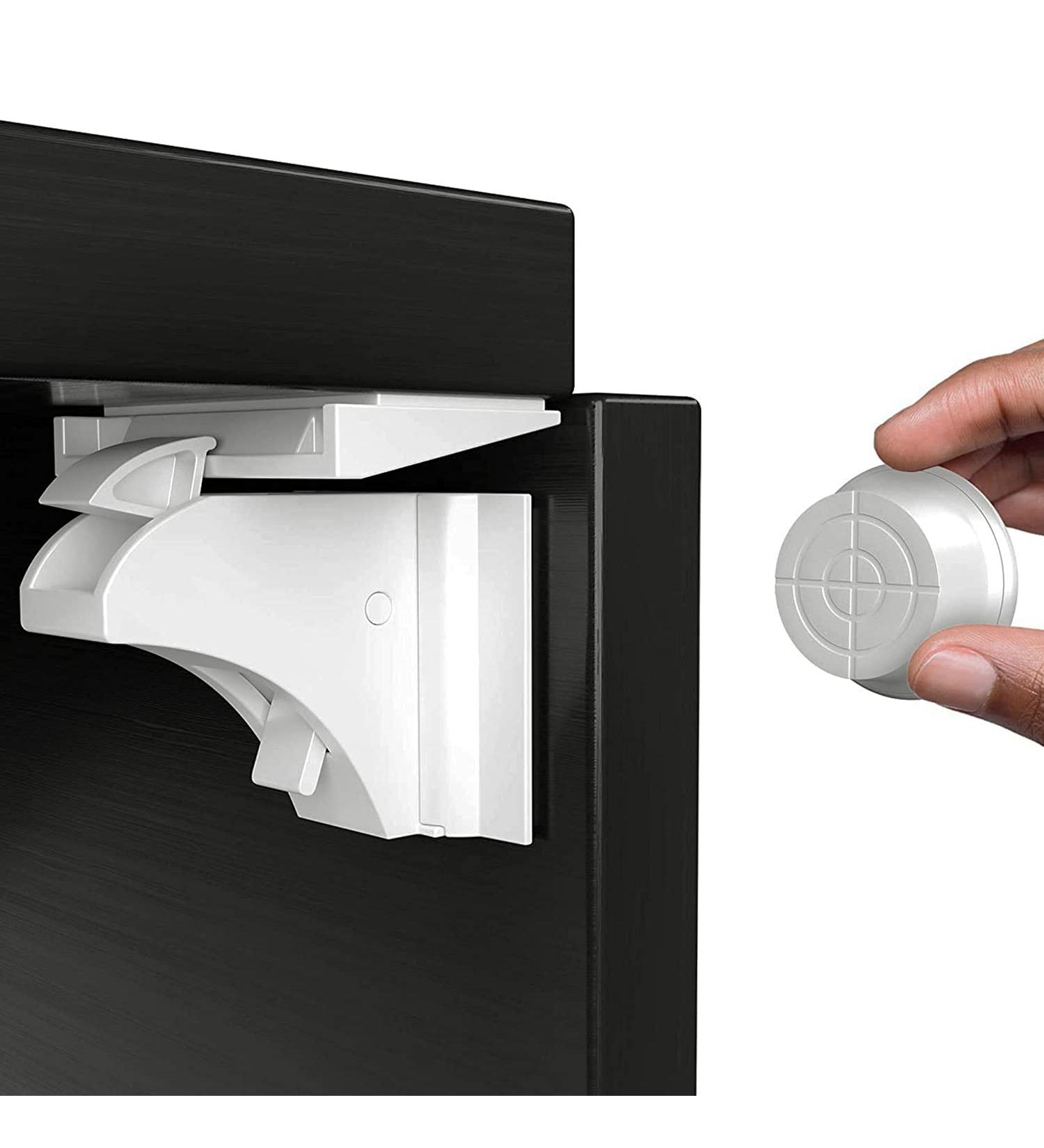 Child Safety Cupboard Locks Magnetic - 8 Locks + 2 Keys - Adhesive Baby Proofing for Cabinets/Drawers - No Tools/Screws Needed - Buy Online on SooperMarket.com