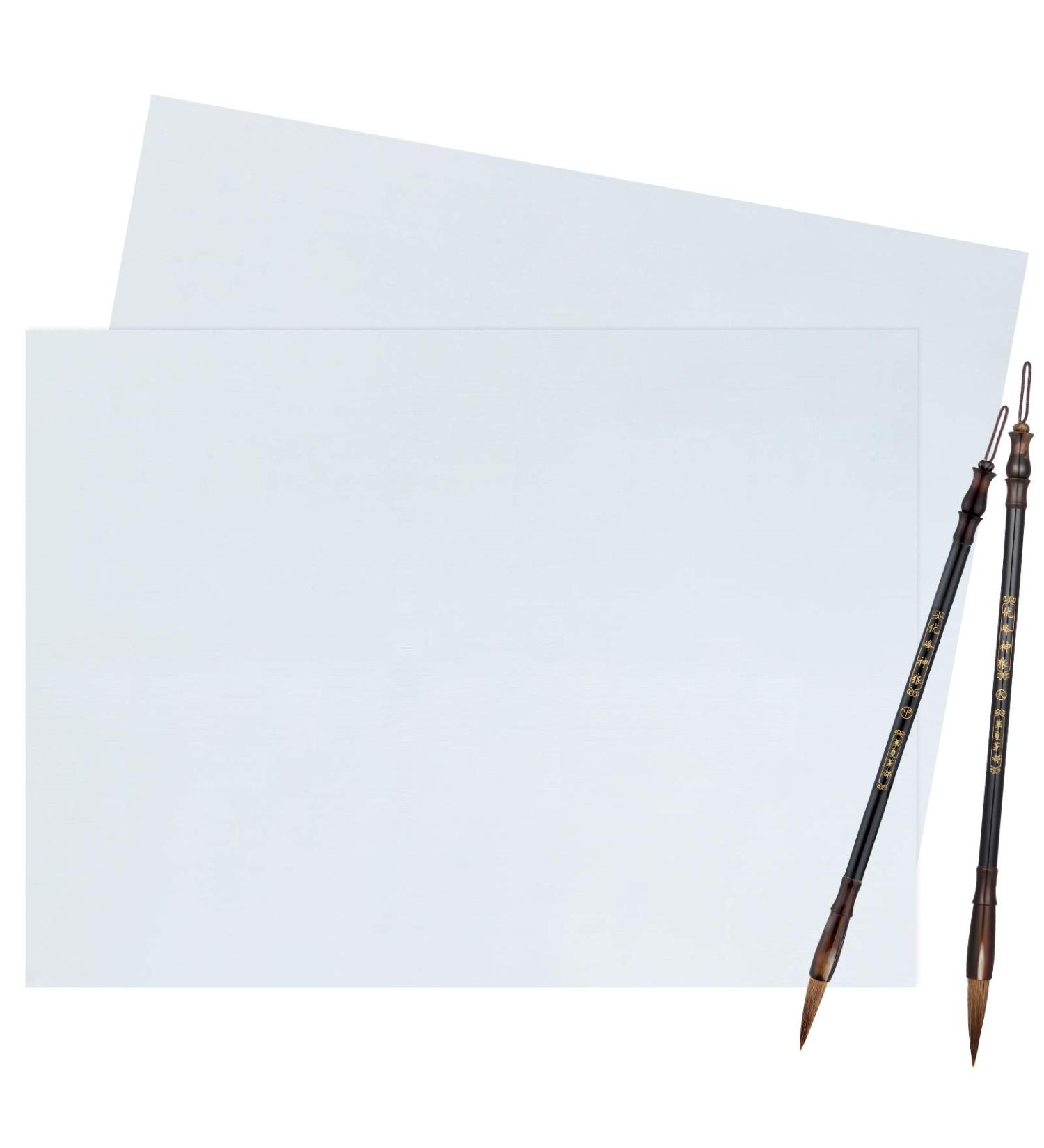 Zonon 2 Pieces Water Writing Cloth 13 x 18 Inch Reusable Chinese Calligraphy Water Cloth and 2 Sizes Chinese Calligraphy Brushes for Student Stationery Tool - Buy Online on SooperMarket.com