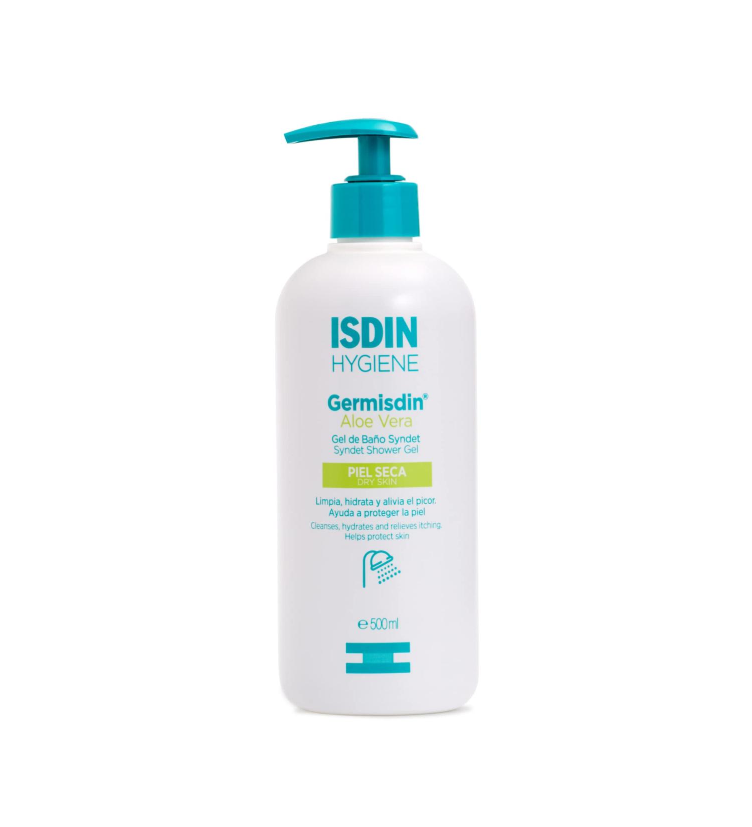 ISDIN Germisdin Soap Free Body Wash Daily Hand and Body Gel 17 Fl Oz Aloe Vera