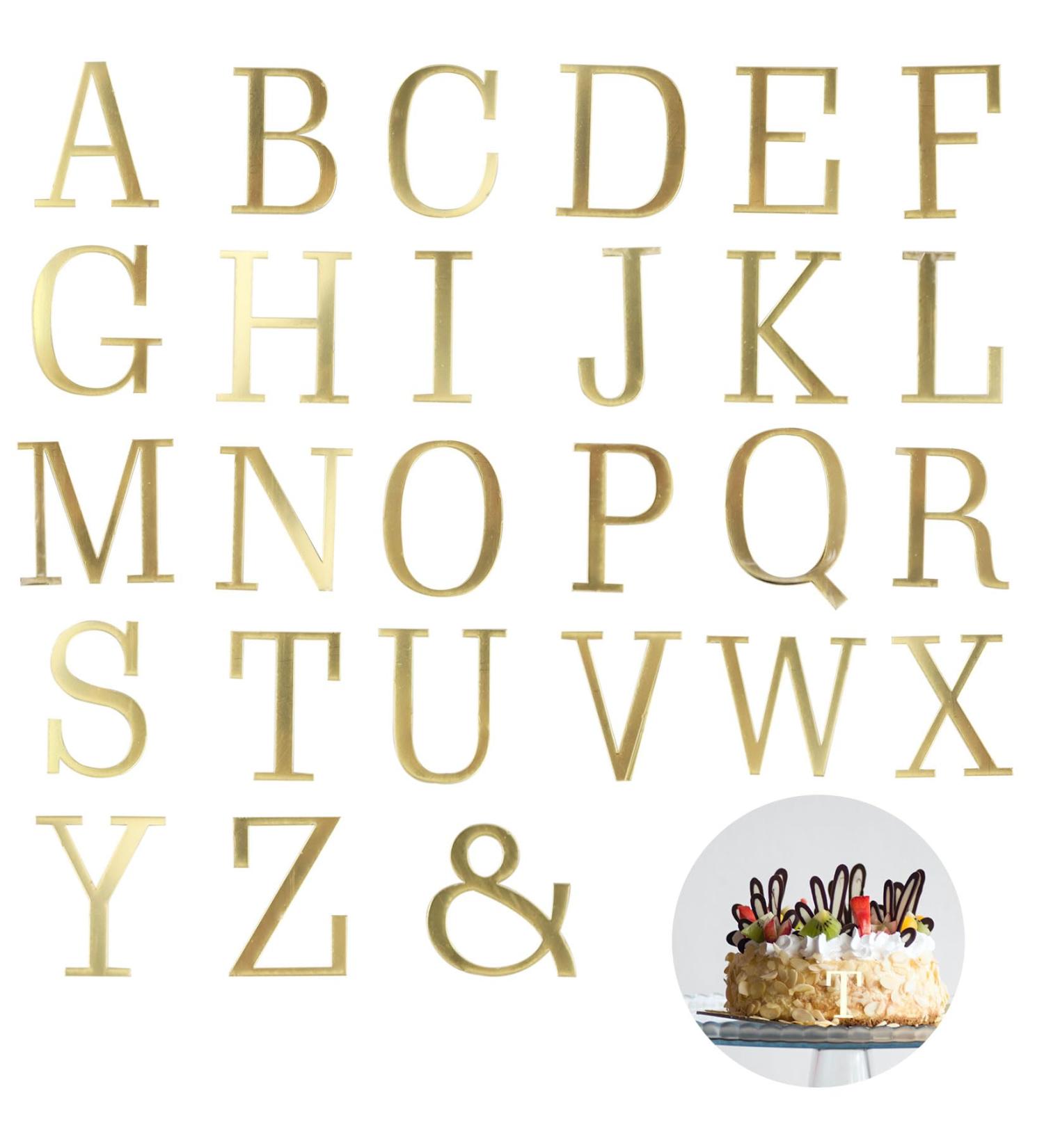 Letter Cake Toppers Acrylic Alphabet Cupcake Topper A-Z Cake Letters DIY Cake Decorations for Birthday Wedding Graduation Baby Shower 3D Gold - Buy Online on SooperMarket.com