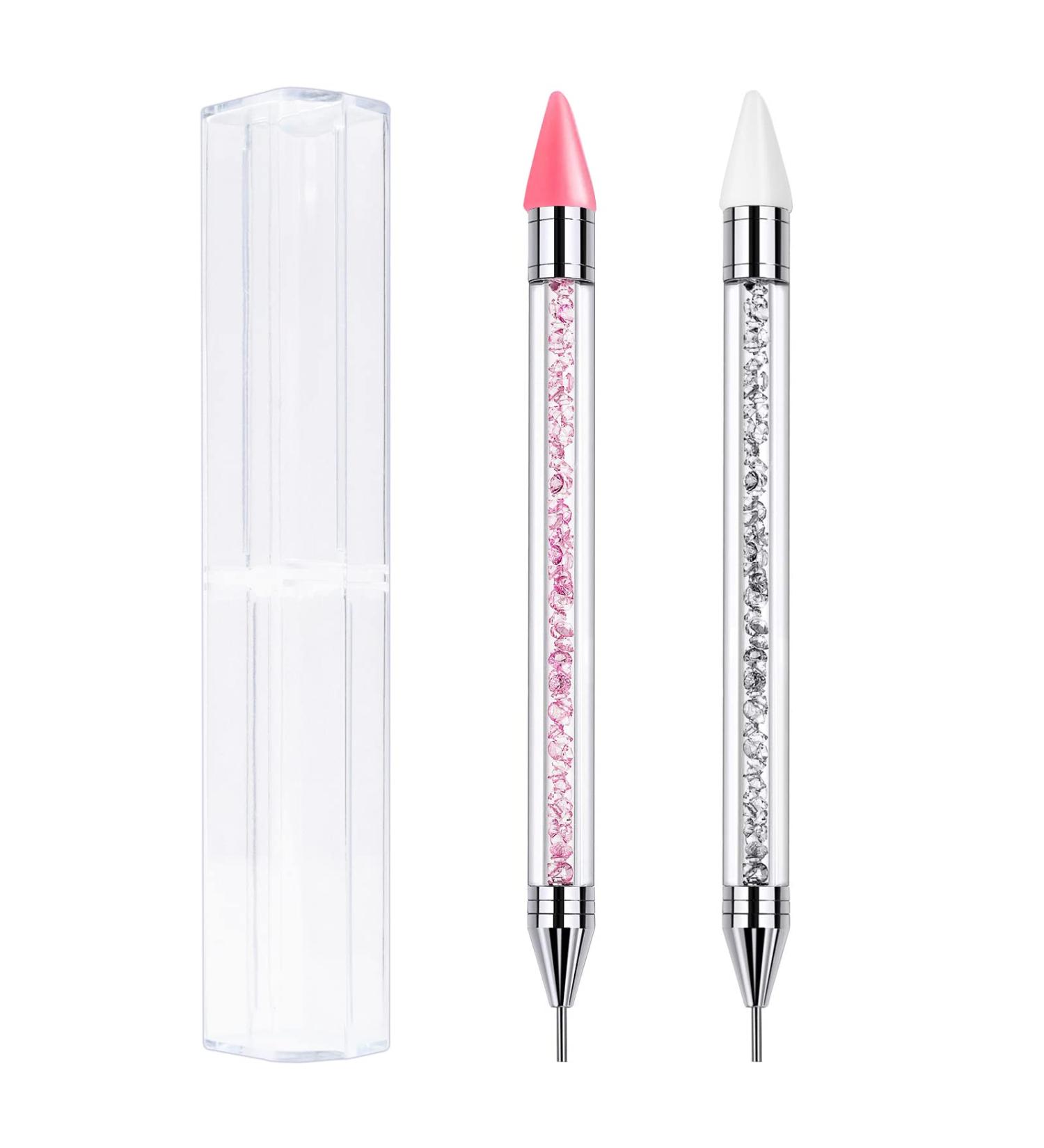 Sularpek Nail Rhinestone Picker Set - Dual-End Rhinestone Pickup Tool and Wax Pencil for DIY Nail Art Crafts (White Pink) - Buy Online on SooperMarket.com