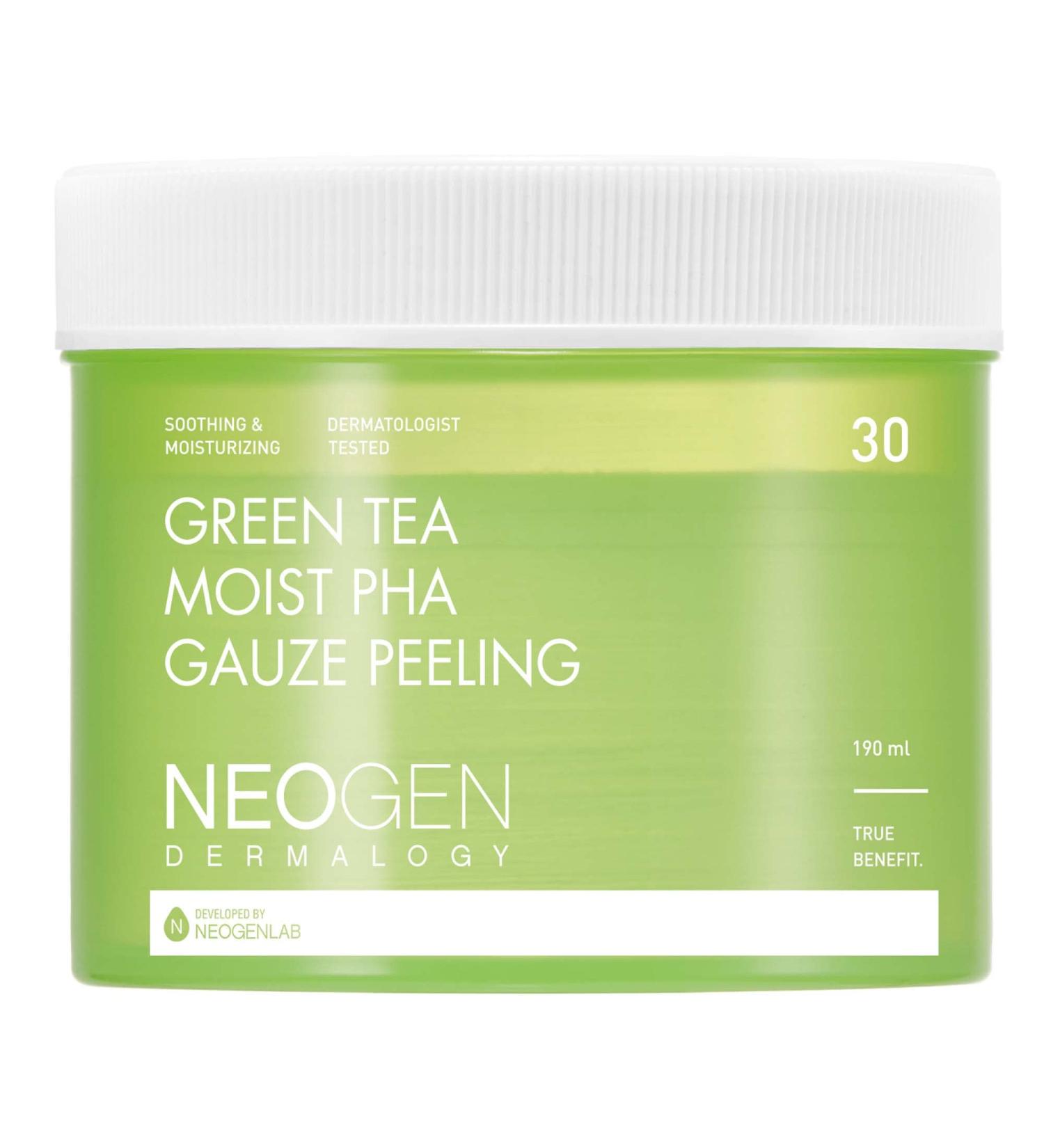 NEOGEN DERMALOGY Green Tea Moist PHA Gauze Peeling Pads - Exfoliating & Soothing with AHA, BHA, PHA, LHA, Green Tea & Hyaluronic Acid - 30 Count - Buy Online on SooperMarket.com