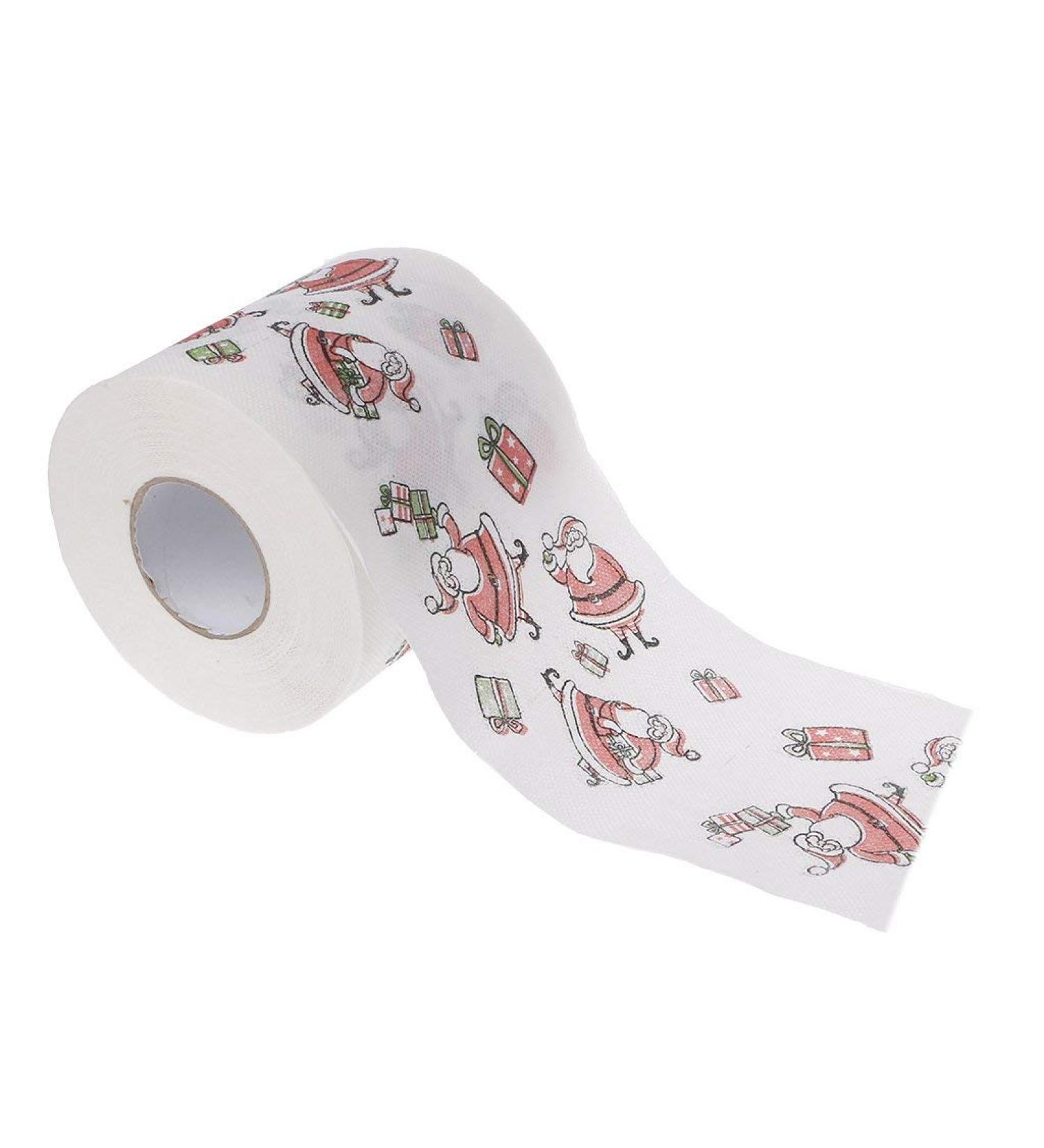 2 Layers Christmas Cute Roll Paper- Cute Santa Claus Pattern Toilet Tissue For Living Room Christmas Decor Durable and Useful Useful Processed - Buy Online on SooperMarket.com