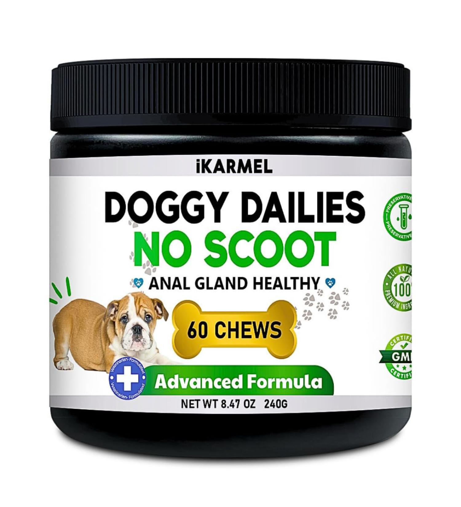 Doggy Dailies Anal Gland Support Chews | No Scoot Supplements with Pumpkin | Vet-Formulated for Dog Digestion | 60 Chews - Buy Online on SooperMarket.com