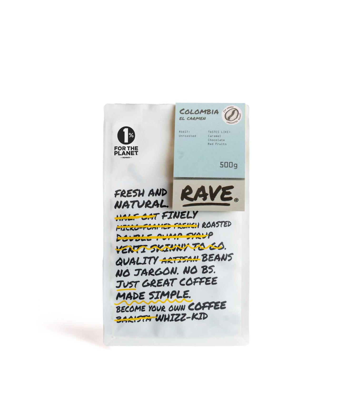 Rave Coffee - Colombia El Carmen (Suarez Project) Green Coffee Beans 500g - Home Roasting - Buy Online on SooperMarket.com