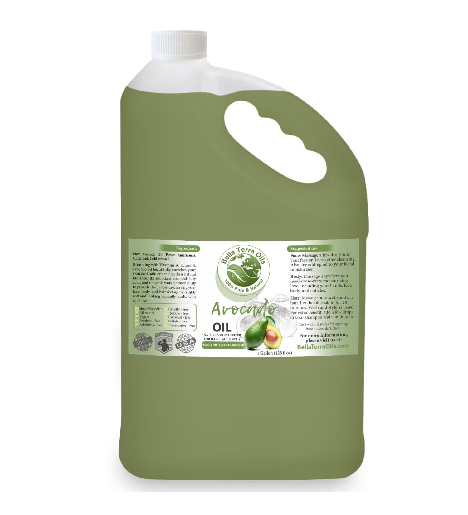 Buy Bella Terra Pure Avocado Oil 1 Gallon for Skin & Hair Nourishment Hydration & Shine Enhance | International Shipping Available - Buy Online on SooperMarket.com