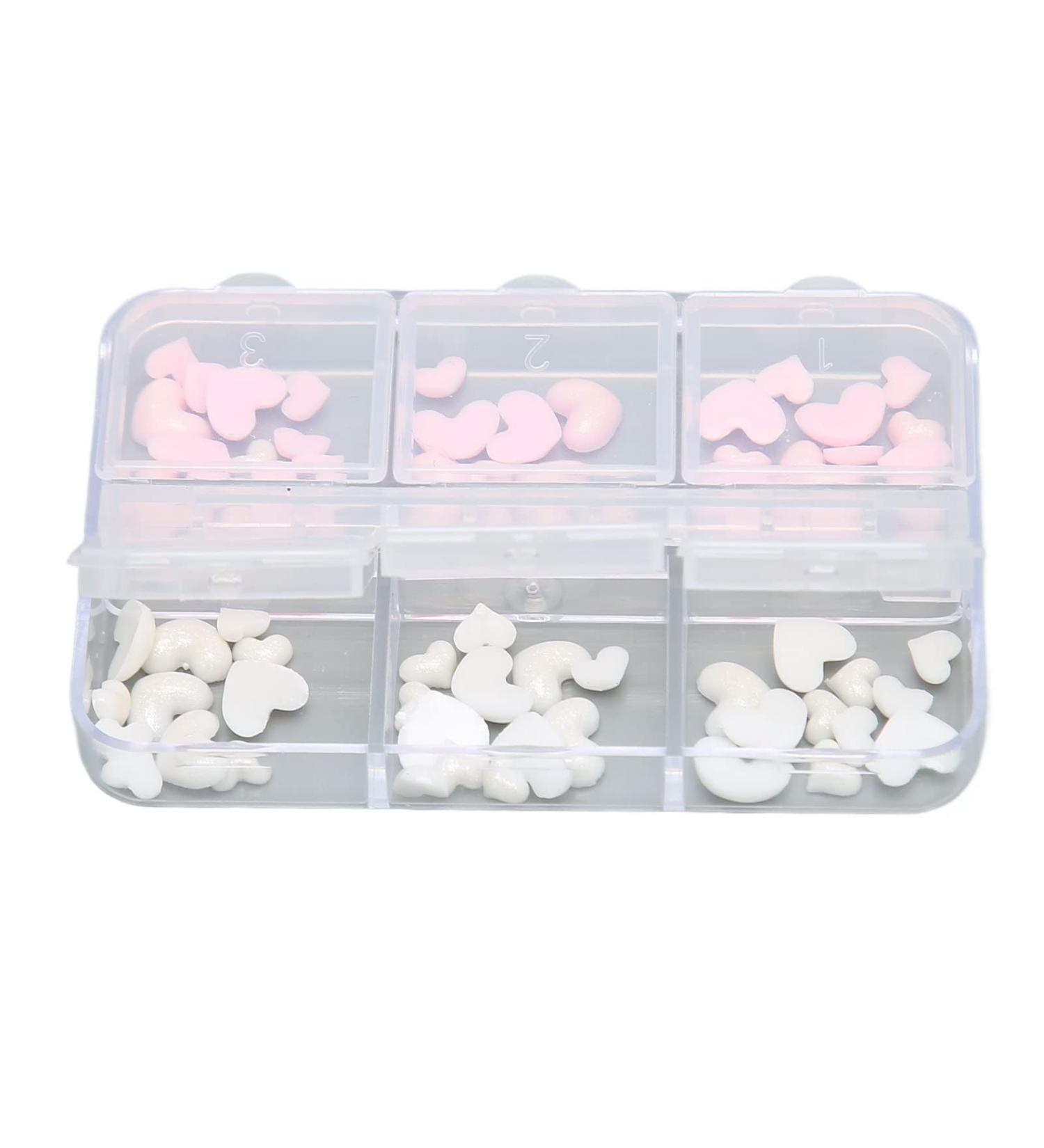 Nail Art Decoration Pink and White Heart Shape Nail Art Accessories Cute 3D Safe for DIY - Buy Online on SooperMarket.com