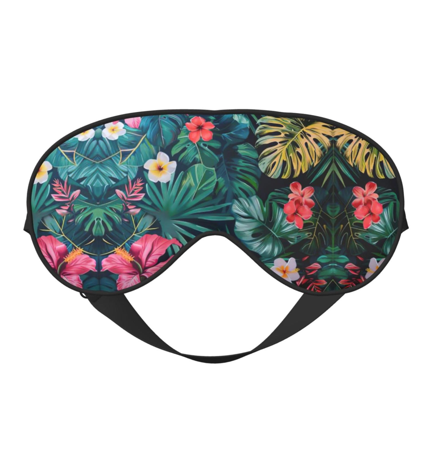Hojas Tropicales Y Flores Print Double-Sided Eye Mask Soft and Light Blocking for Enhancing Sleep Quality - Buy Online on SooperMarket.com
