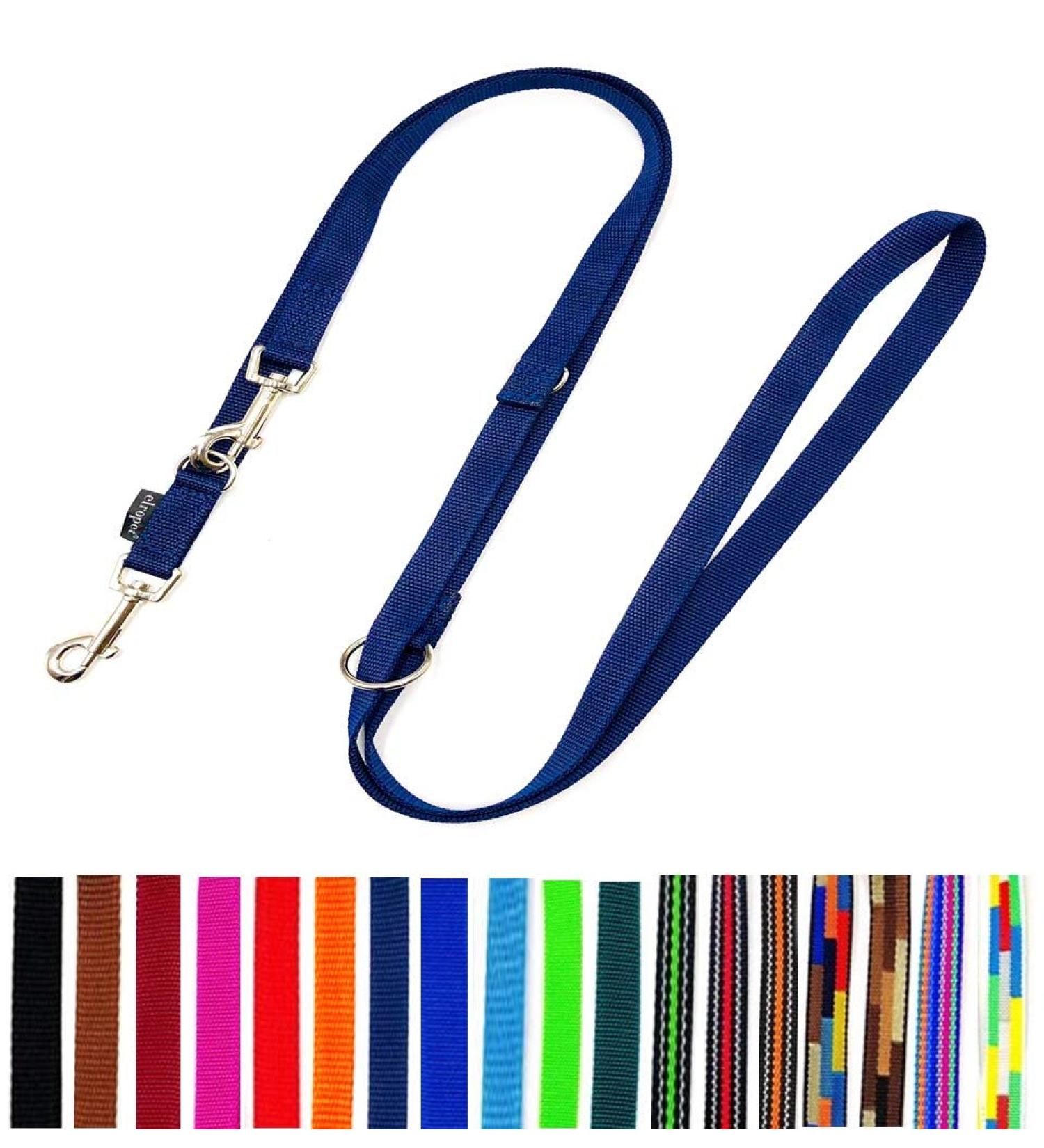 Dog leash double leash adjustable 2m / 2.40m / 2.80m / 3.50m / 5m large dogs 20mm/25mm (Navy 20mm 5m) Navy 20mm 5m
