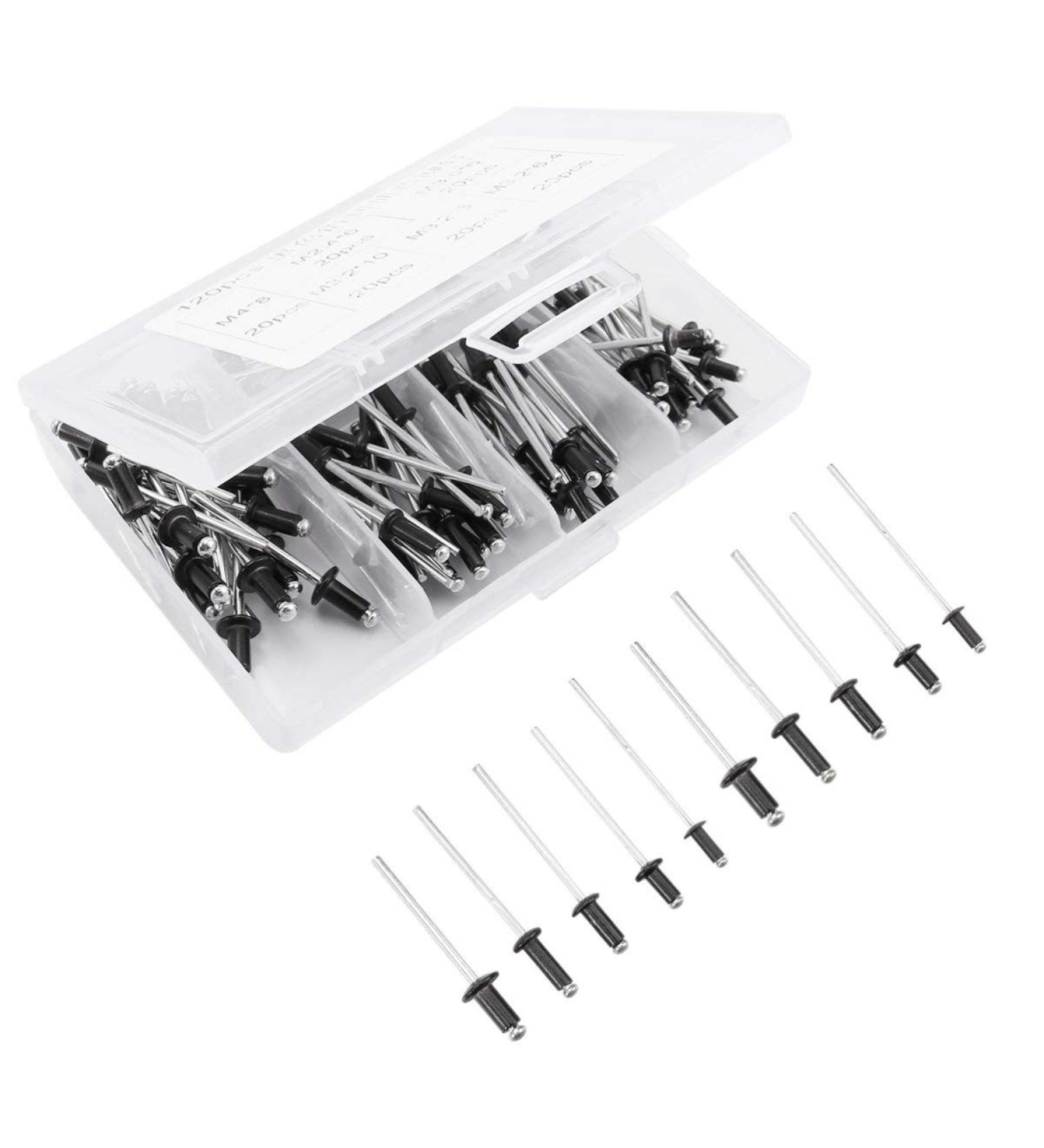 Hemoton Black Rivets Threaded Rivets 120pcs Blind Rivets Aluminium Black .4 .0 .2 Rivet Blind Rivets Nail Fasteners for Home Stainless Steel Rivets Stainless Steel Set - Buy Online on SooperMarket.com