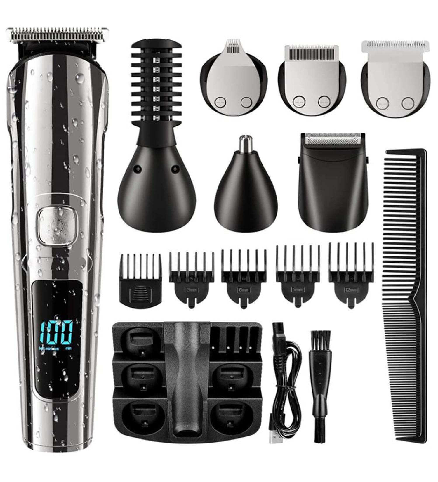 FYOBOT Men's Beard Trimmer Cordless Hair Clipper Waterproof Body Nose Ear Cutting Shaver USB Rechargeable LED Display - Buy Online on SooperMarket.com