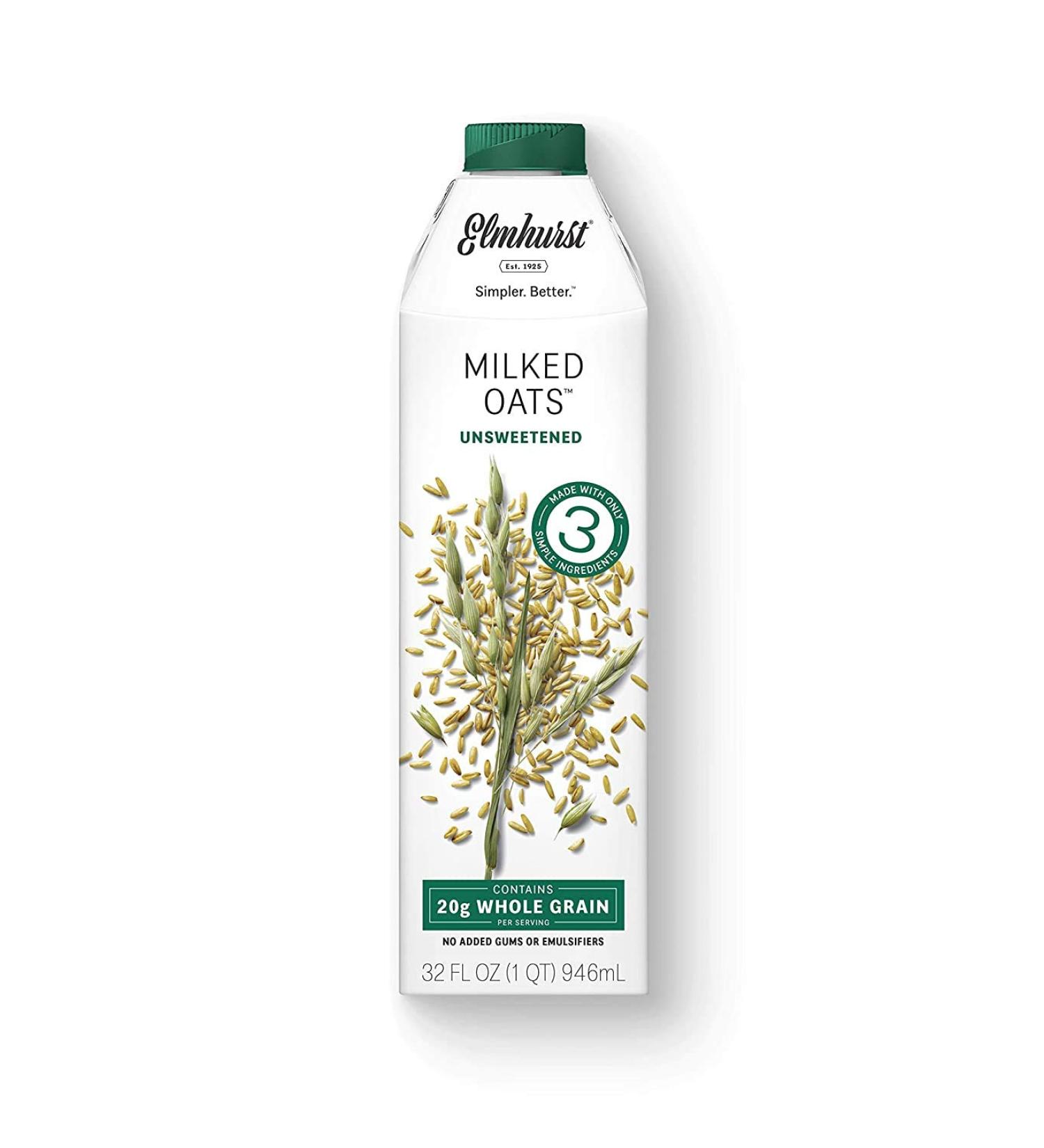 Elmhurst 32 oz Unsweetened Oat Milk - Dairy-Free Alternative - Buy Online on SooperMarket.com