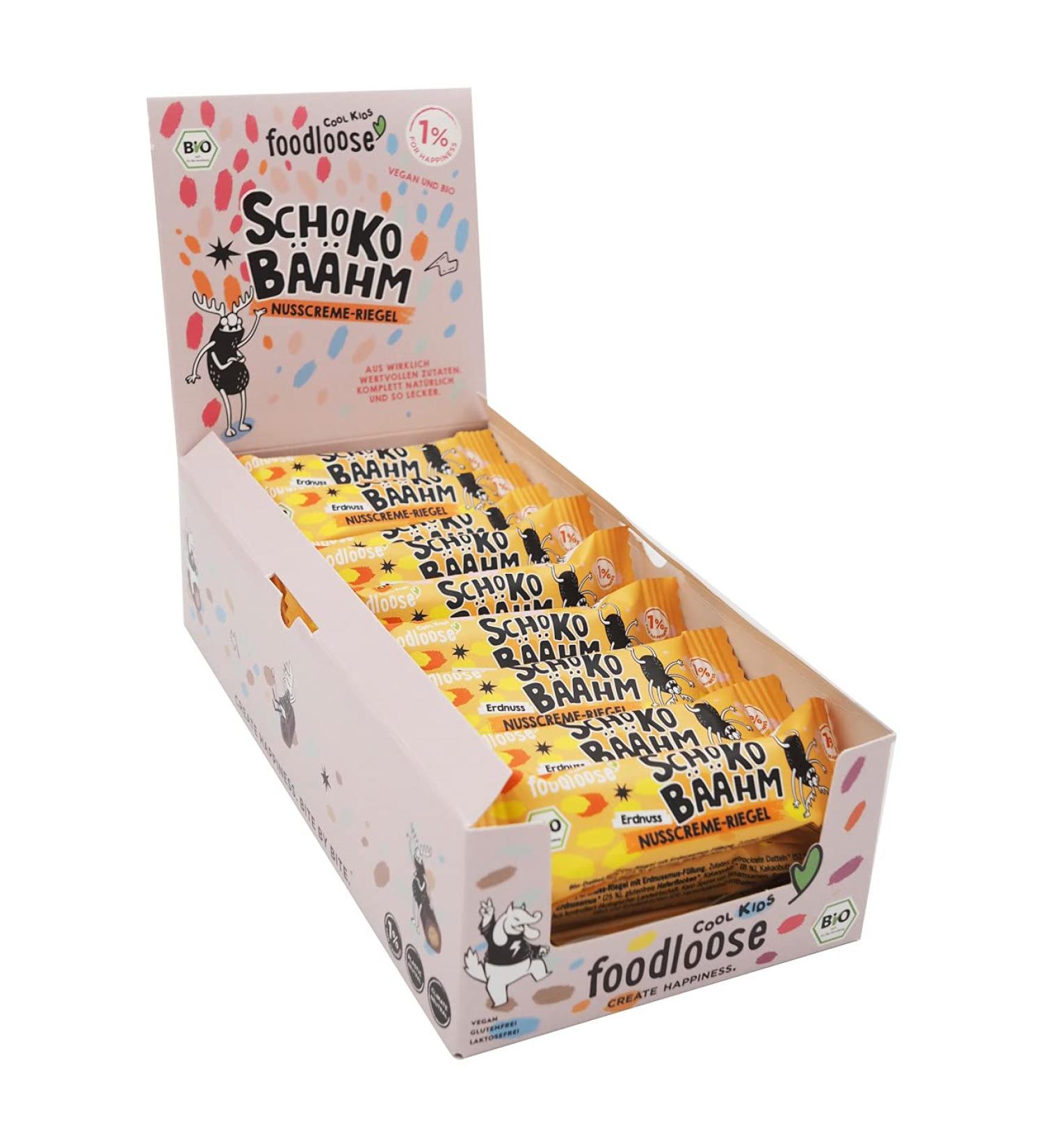 Foodlose Cool Kids Bio-Nusscreme Peanut Bars | Organic Vegan Gluten-Free No Added Sugar | 24-Pack (28g each) - Healthy Snack for Kids - Buy Online on SooperMarket.com