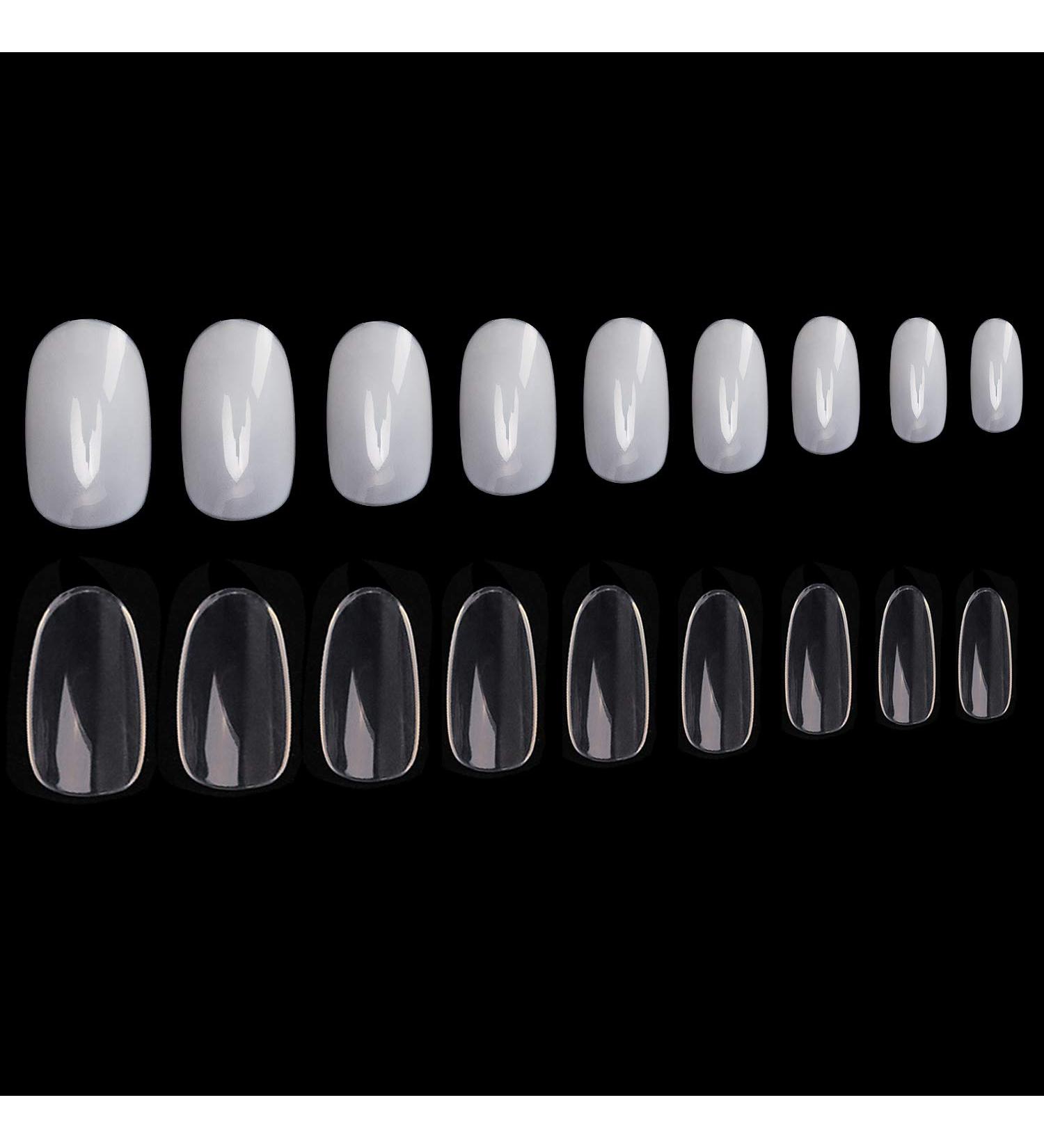 Noverlife 1200PCS Clear & Natural Round Acrylic Fake Nails - 10 Sizes Full Cover Short Oval False Nails for Nail Salon DIY Nail Design - Buy Online on SooperMarket.com