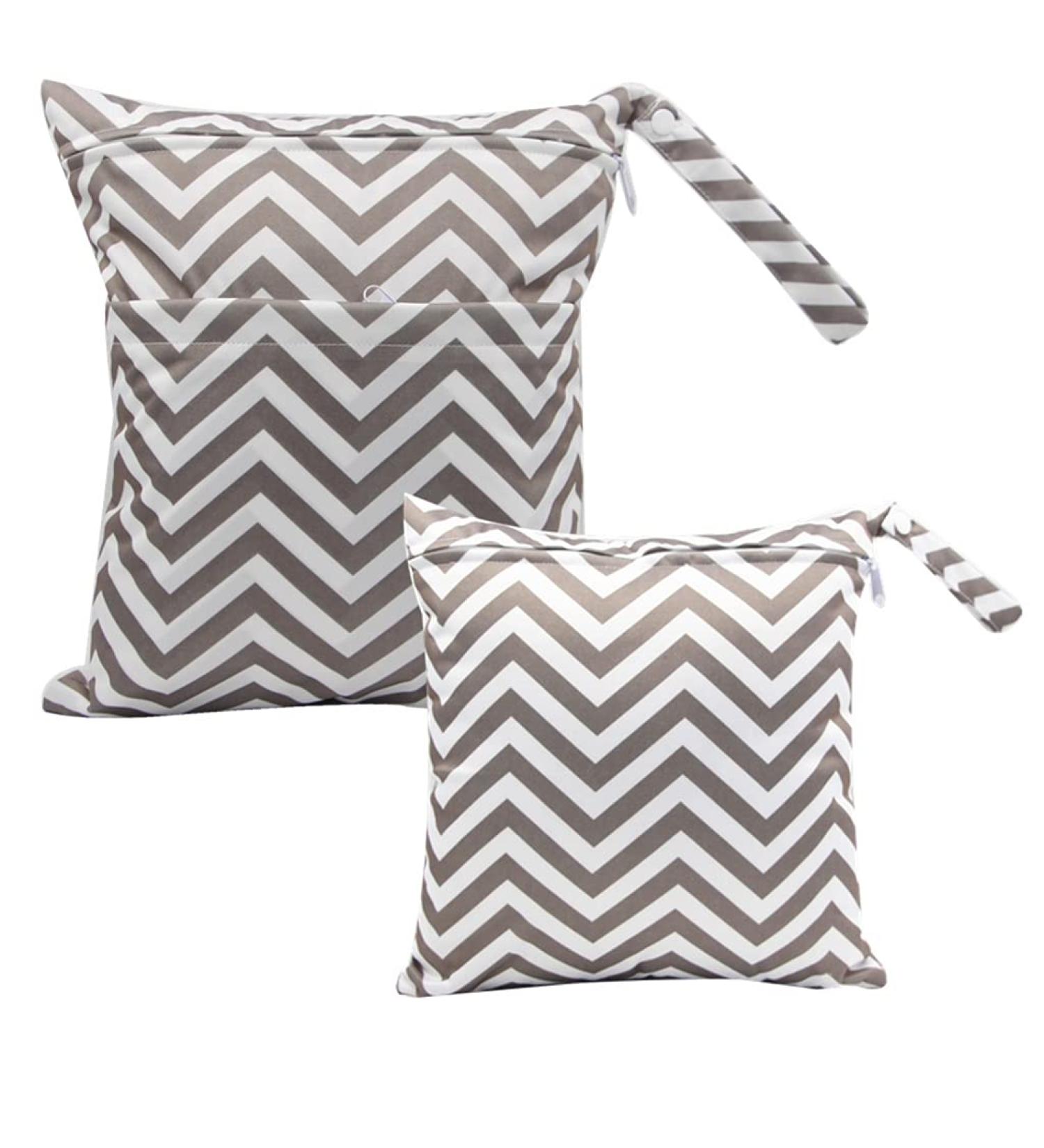Egurs Diaper Bag Wetbag Set - Large & Medium Gray-White Stripes | Ideal for On-the-Go Parents | International Shipping Available - Buy Online on SooperMarket.com
