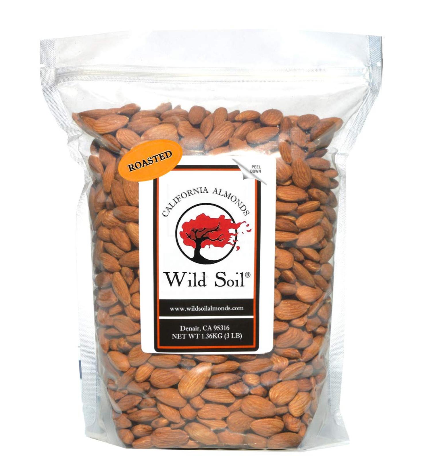 Wild Soil Beyond Almonds 20% Higher Protein | Distinct & Superior Medium Roast Almonds | 3 lb Pack | Unsalted & Organic - Buy Online on SooperMarket.com