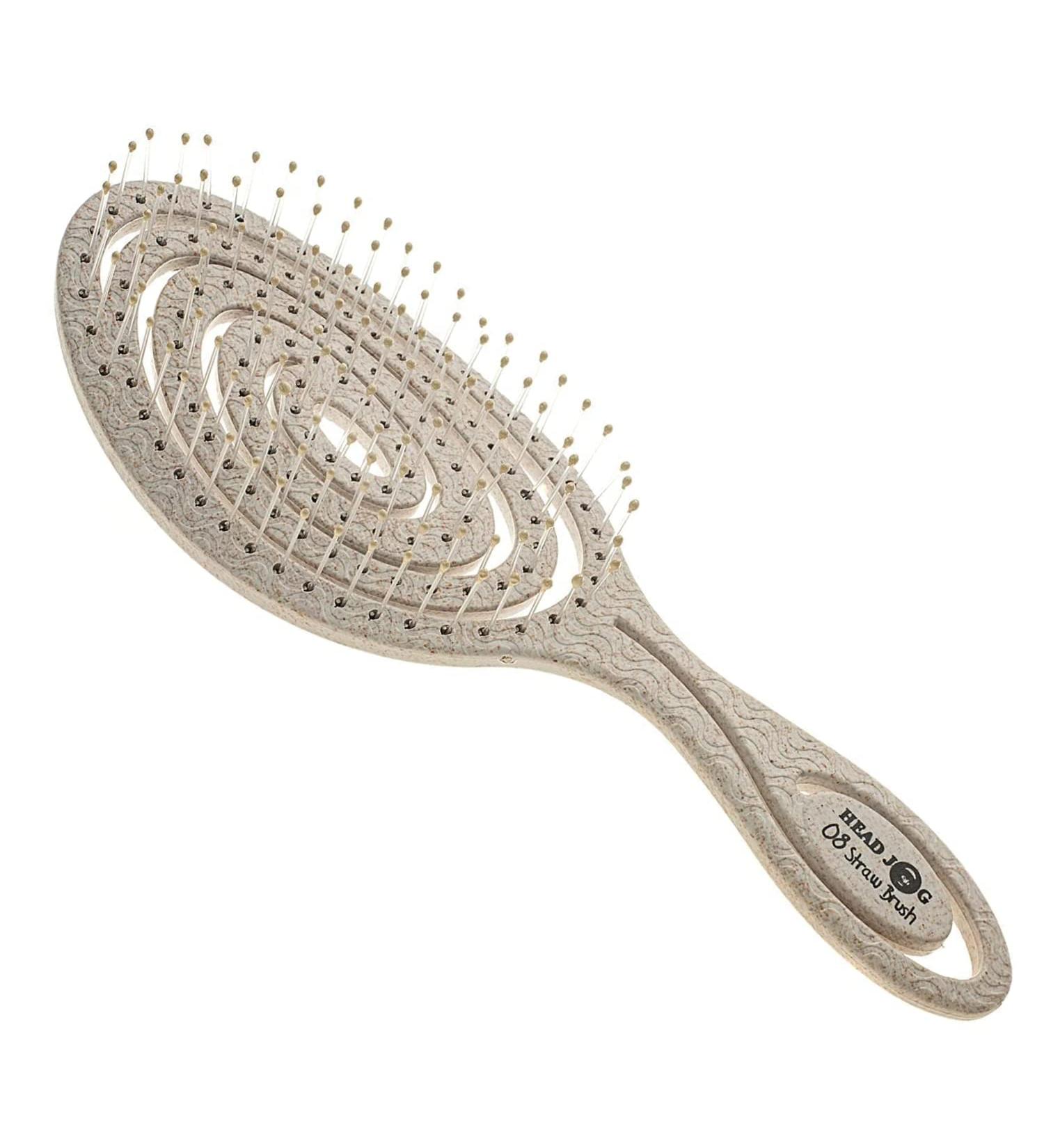 Head Jog 08 Paddle Brush - Flexible Soft Pin Bristles for Detangling Wet or Dry Hair - Monochrome Collection Ash - Buy Online on SooperMarket.com