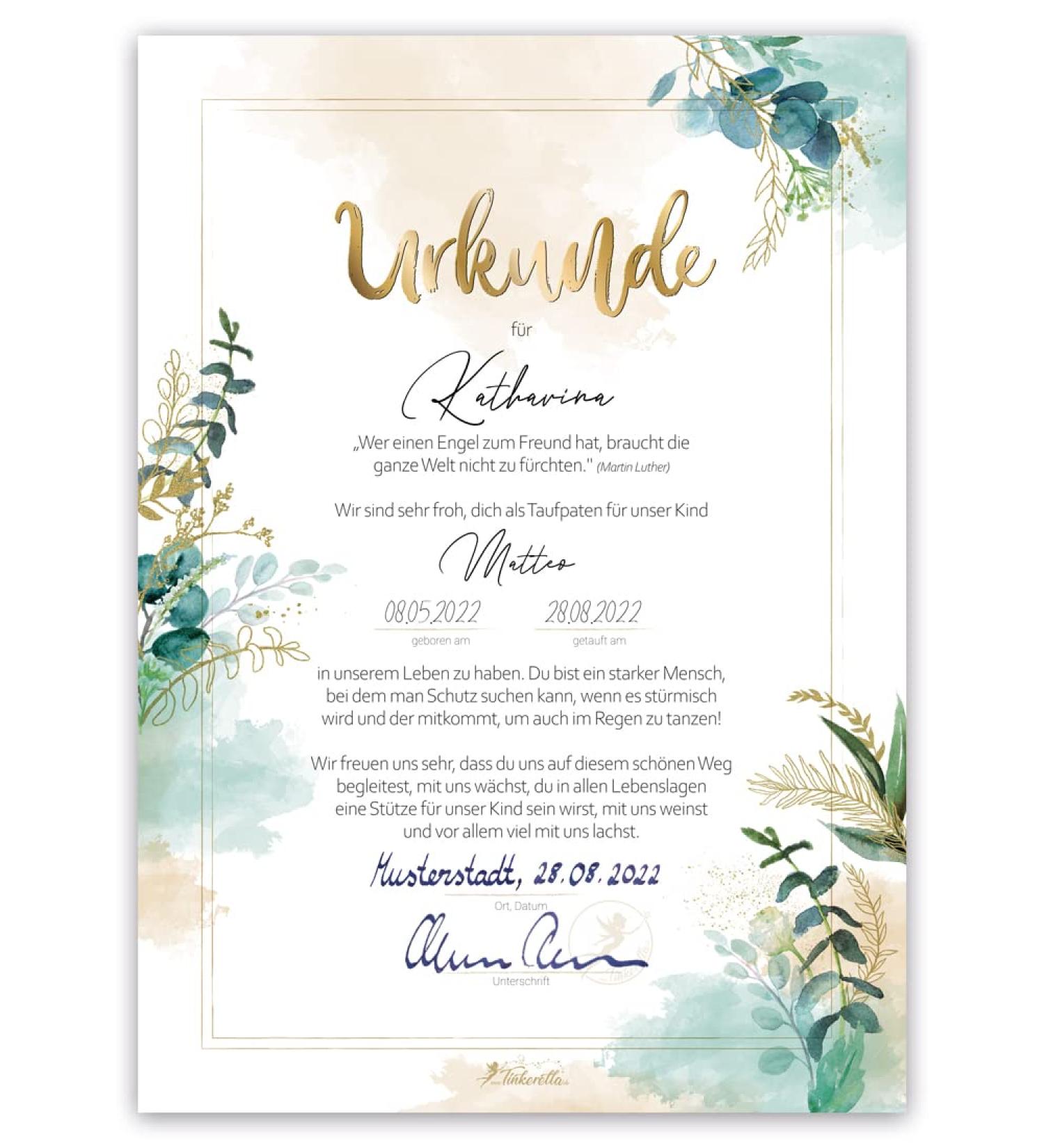 Tinkerella Baptismal Godfather Certificate - Perfect Gift for Godfather & Godmother | Unique Keepsake for Your Child's Special Day - Buy Online on SooperMarket.com