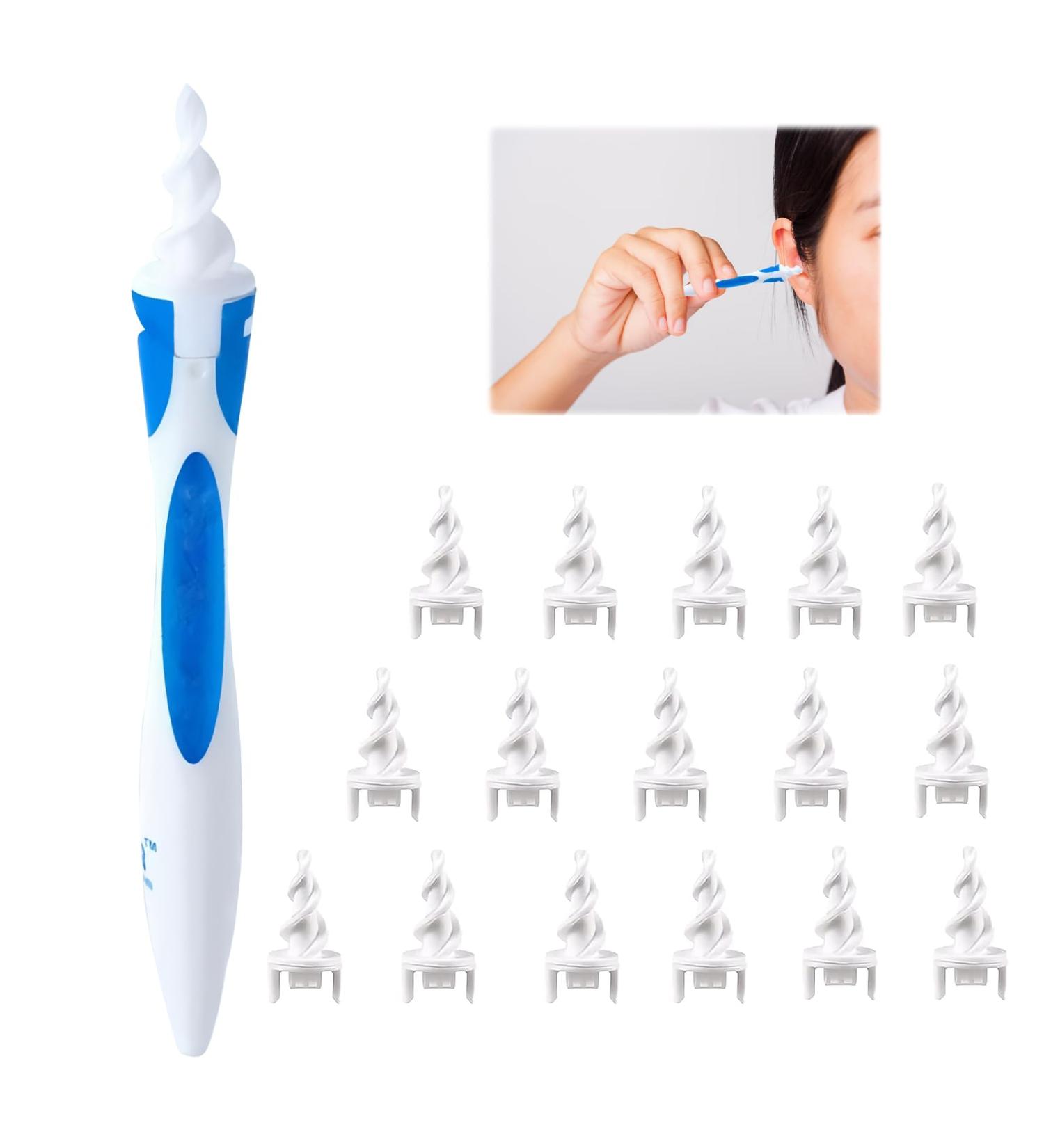 Upgraded 360 Spiral Silicone Ear Cleaner Kit - Ear Wax Remover with 16 Washable Heads for Kids & Adults - Best Ear Cleaning Solution - Buy Online on SooperMarket.com