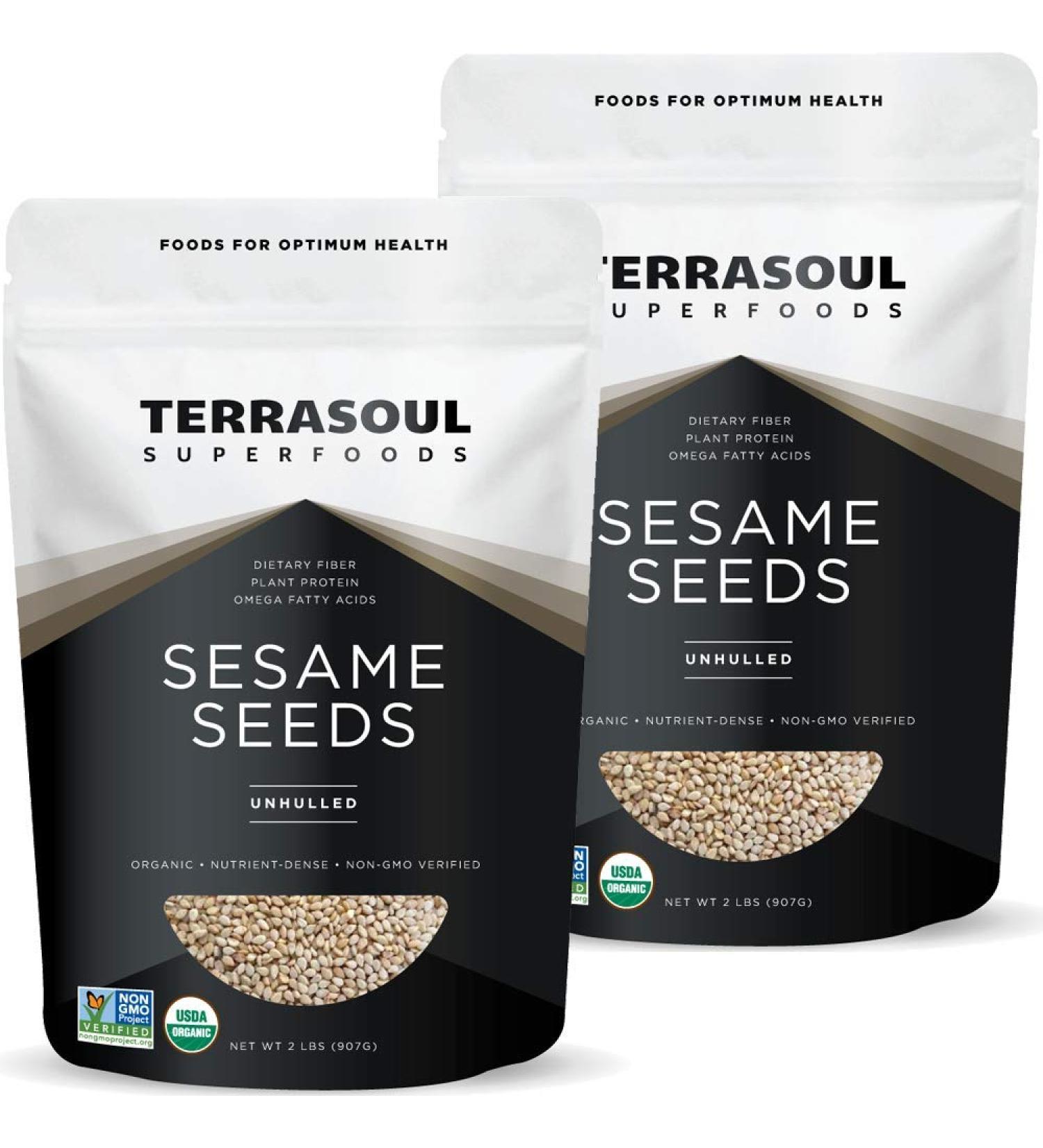 Terrasoul Superfoods Organic Unhulled Sesame Seeds - 4 Lbs (2 Pack) - Gluten-Free | Raw & Keto-Friendly - Buy Online on SooperMarket.com