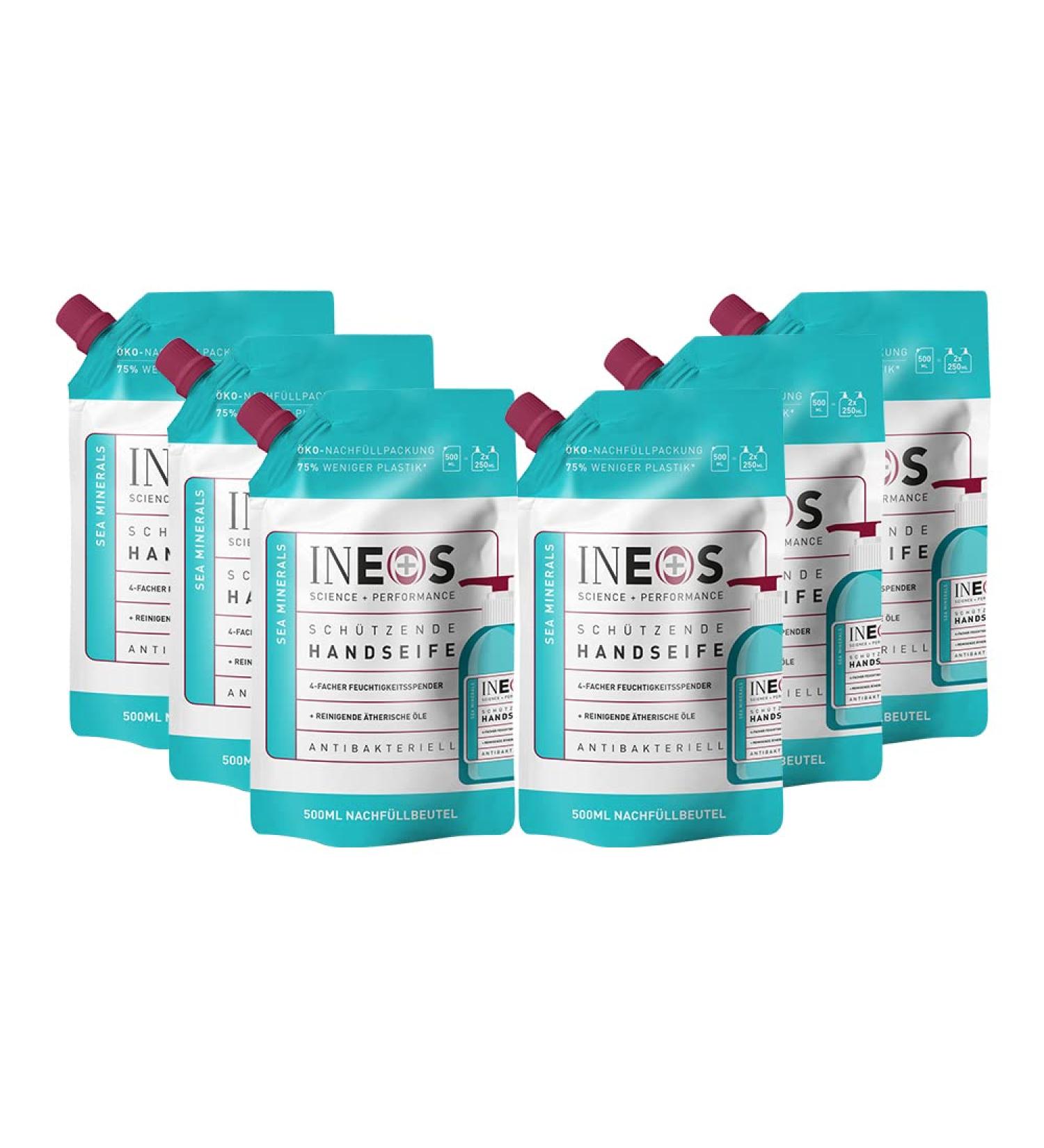 Ineos Moisturizing Liquid Hand Soap with Marine Minerals - 6 x 500ml Refill Pack for Hands - Buy Now! - Buy Online on SooperMarket.com
