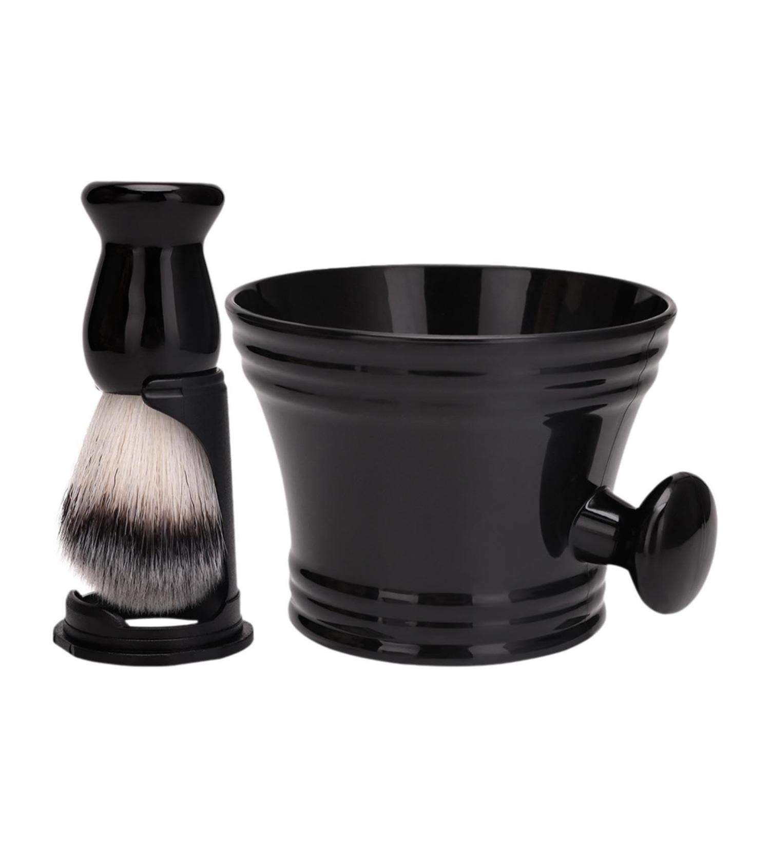 Folpus Razor Brush Set | Portable Professional Shaving Bowl & Soap Brush for Hairdressers & Home - Black - Buy Online on SooperMarket.com