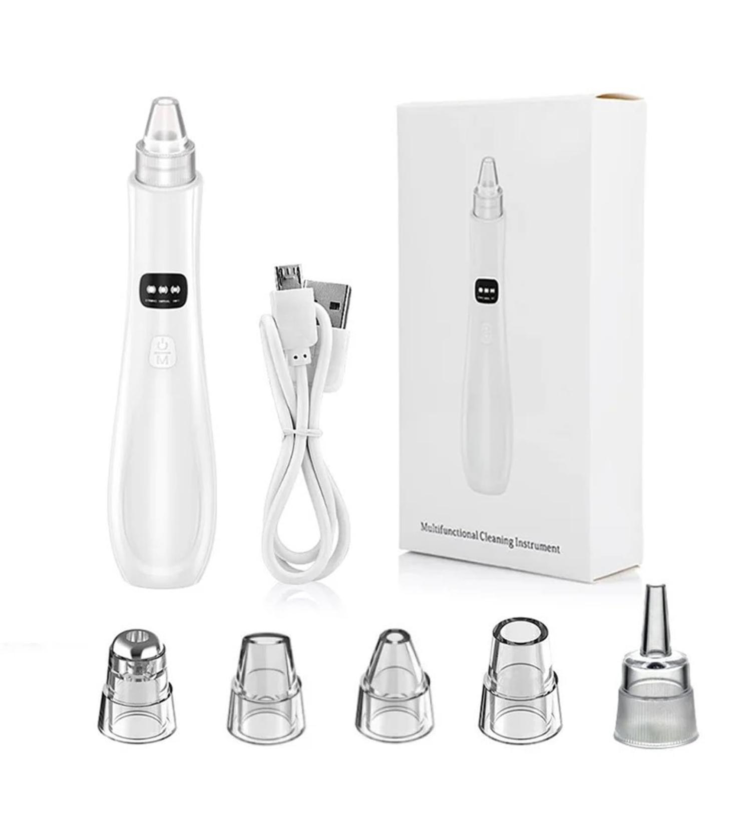 Blackhead Extractor Blackhead Remover Skin Tag Removal Kit with 5 Probes Pore Extractor Portable Pimple Extractor Rechargeable USB Port 3 Speeds Control for Women and Men White - Buy Online on SooperMarket.com