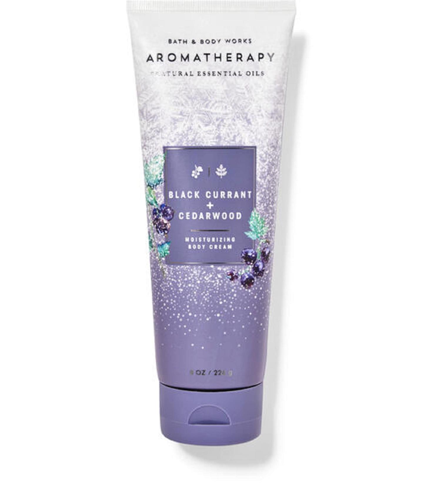 Bath and Body Works Aromatherapy Uplifting Black Currant and Cedarwood Moisturizing Body Cream 8 Ounce Full Size