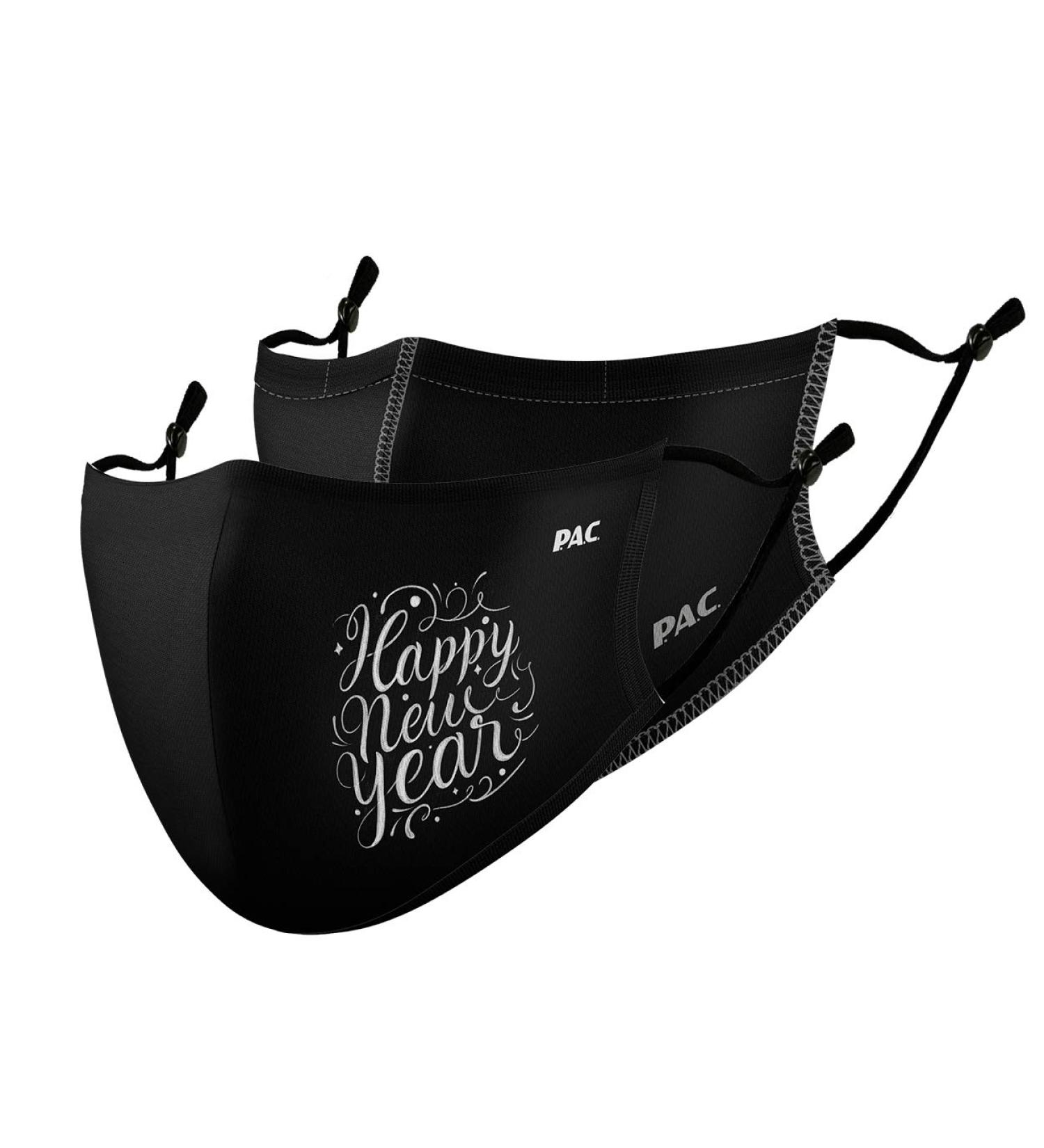 P.A.C. Lightweight 2-Pack Premium Community Masks - Washable Reusable Oeko-Tex 100 Certified Super-Thin Everyday Masks in Total Black - Ideal for All Sizes - Happy New Year! - Buy Online on SooperMarket.com