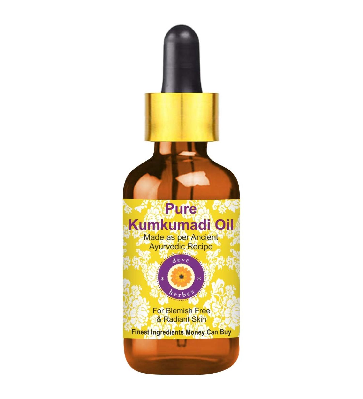 Deve Herbes Pure Kumkumadi Oil with Glass Dropper Cold Pressed 10ml (0.33 oz) - Buy Online on SooperMarket.com