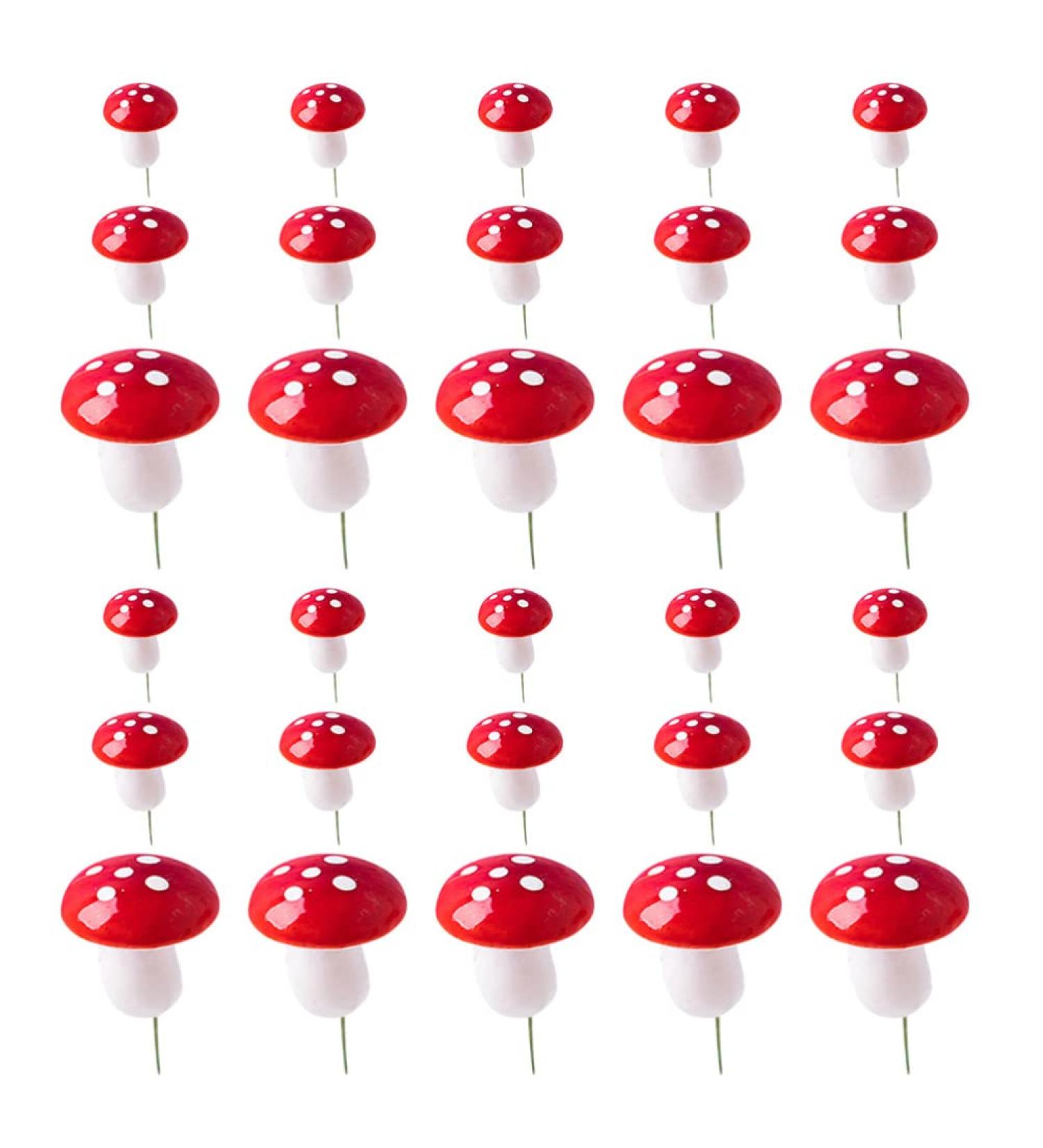 Didiseaon 30pcs Mini Foam Mushroom: Cupcake Toppers Food Picks Cute Tiny Mushrooms Dessert Decoration for Woodland Theme Birthday Party Garden Ornament Flower Pots Bonsai Micro Landscape - Buy Online on SooperMarket.com