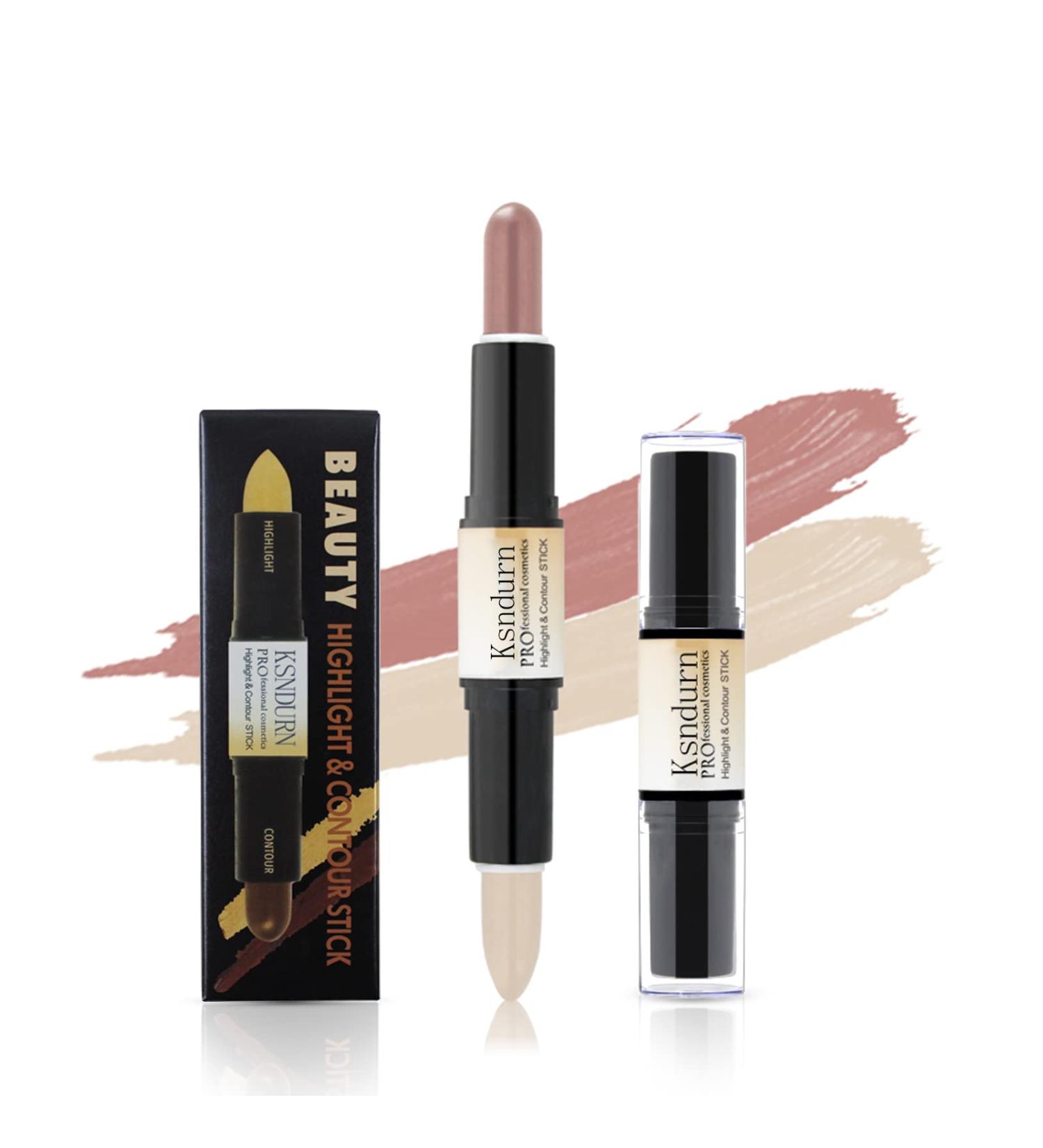 Dual-ended Contour Stick Ksndurn Contour Stick Makeup - Double-End Face Concealer Contouring Sticks Cream/Color Highlighter(Ivory) Shadow(Pink) - Buy Online on SooperMarket.com