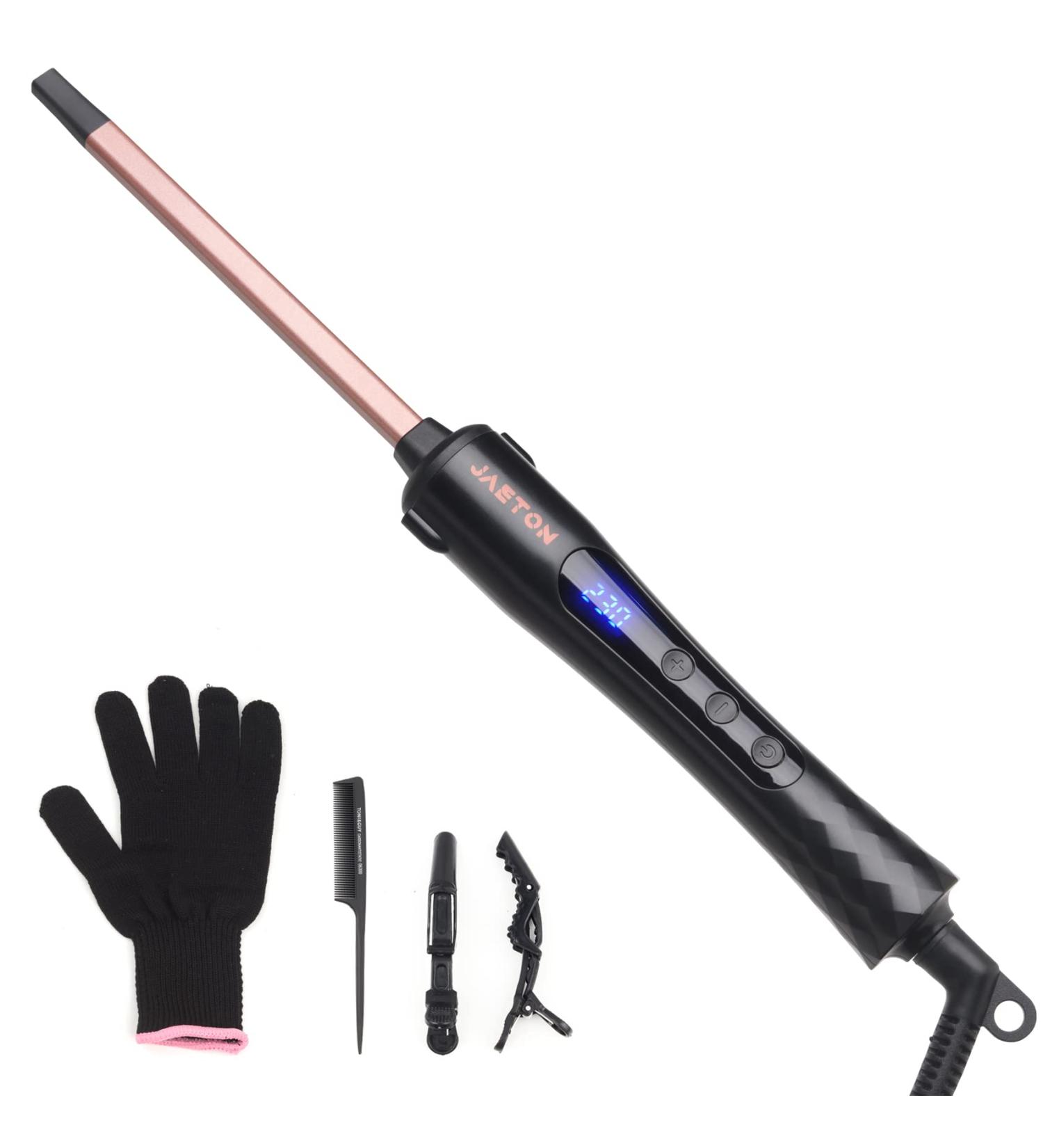 Curling Wand 9MM Thin Curling Iron | LCD Display | Tourmaline Ceramic Barrel | 30-Second Heat-Up | For All Hair Types | Tight Curls | Professional Curling Tongs - Buy Online on SooperMarket.com
