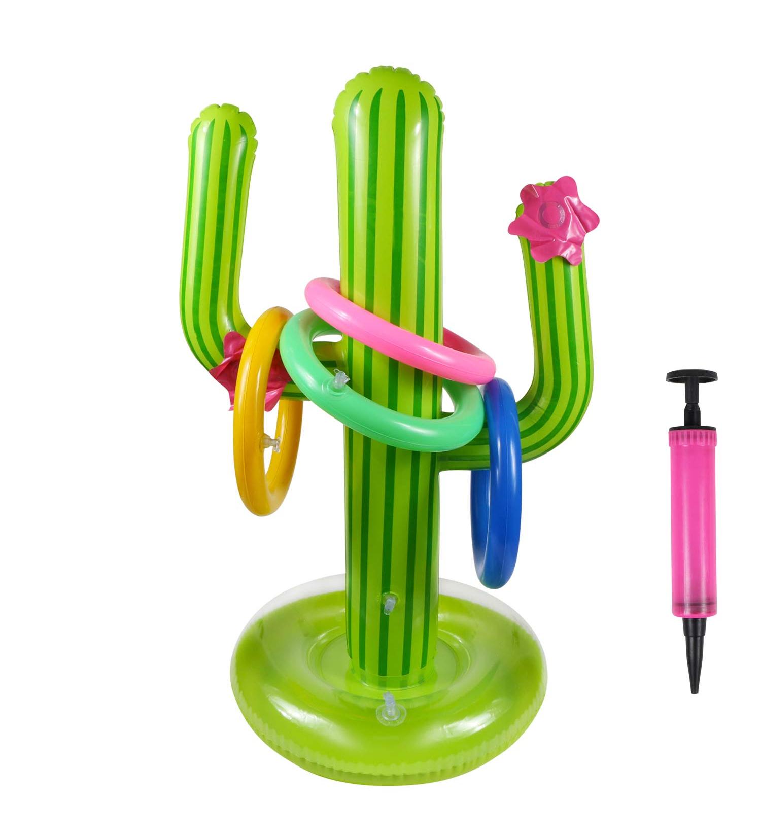 UNIME Inflatable Cactus Ring Toss Game Set Target Toss Floating Swimming Ring Toss Includes Inflatable Cactus 4 Color Rings for Fiesta Party Accessories Hawaiian Pool Beach Party Decoration Supplies - Buy Online on SooperMarket.com