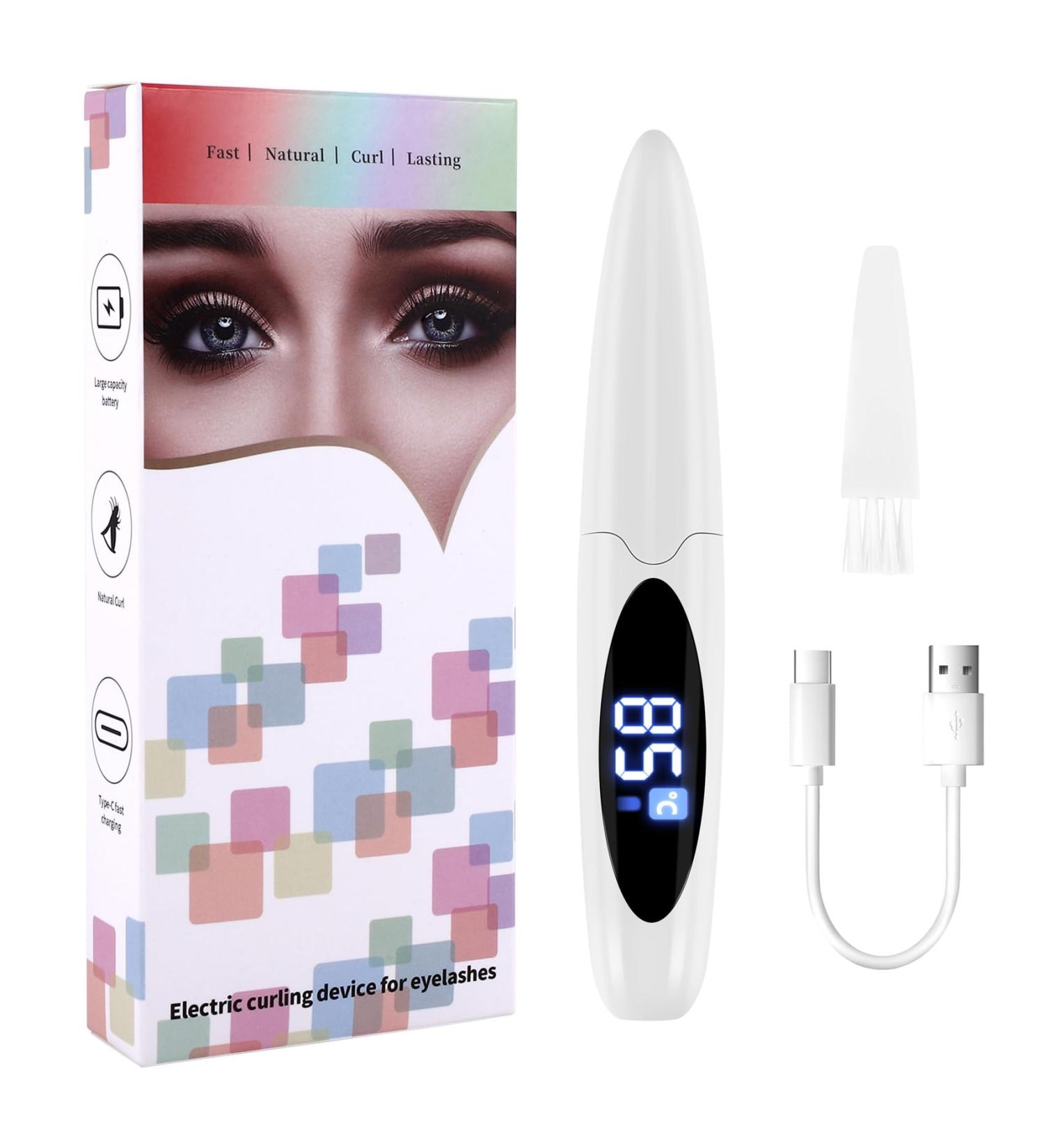 BYCUFF Electric Heated Eyelash Curler USB Charge Makeup Curling Kit Long Lasting Natural Eye Lash Curler White - Buy Online on SooperMarket.com