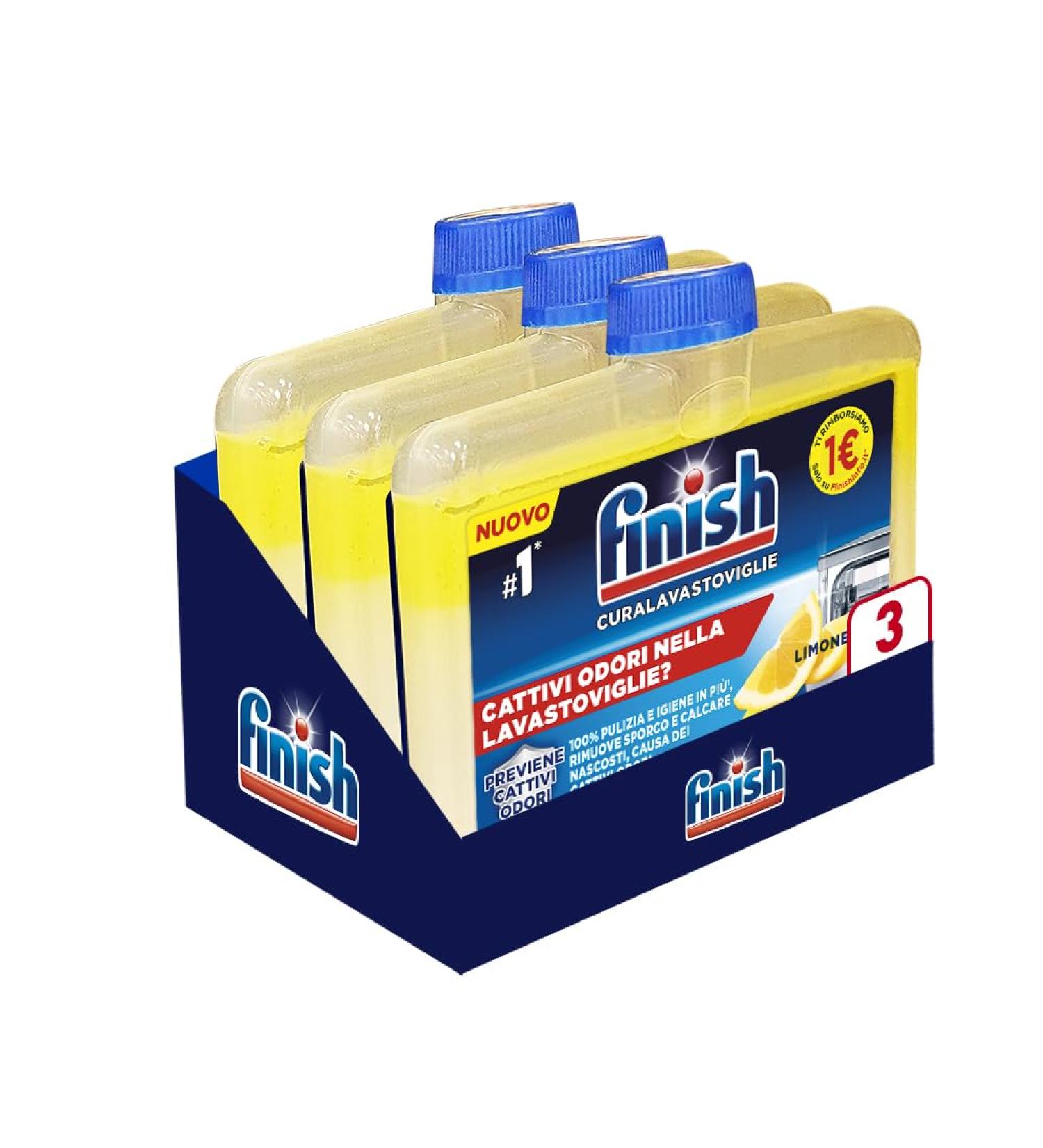 Finish Dishwasher Dishwasher Additive 3 Products of 250 ml Lemon. Refund of 2 or 1 for each product with the badge purchased - Buy Online on SooperMarket.com