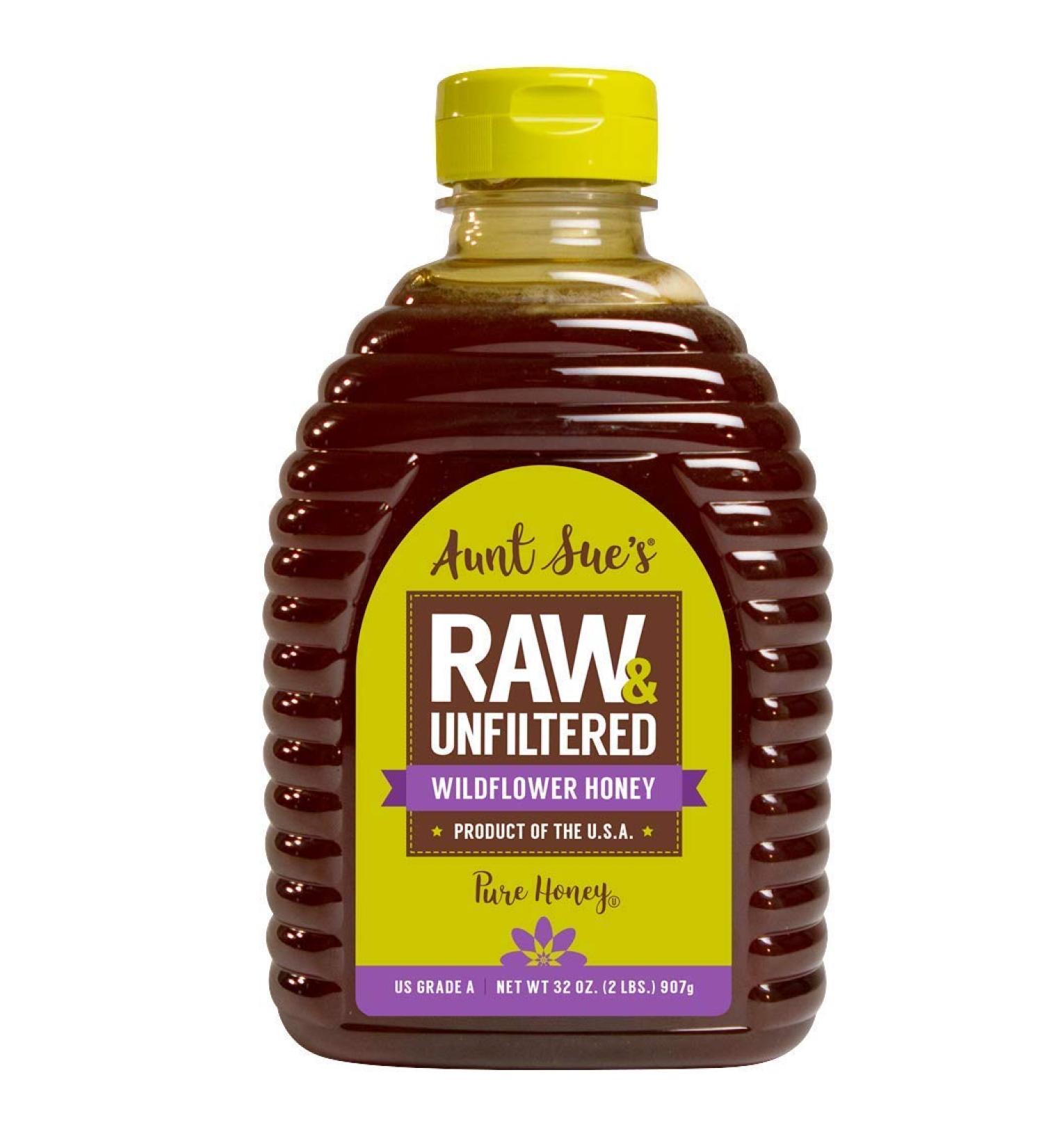 Aunt Sue's Raw & Unfiltered Wildflower Honey 32oz (2 LB) - Pure Strained Honey - Buy Online on SooperMarket.com