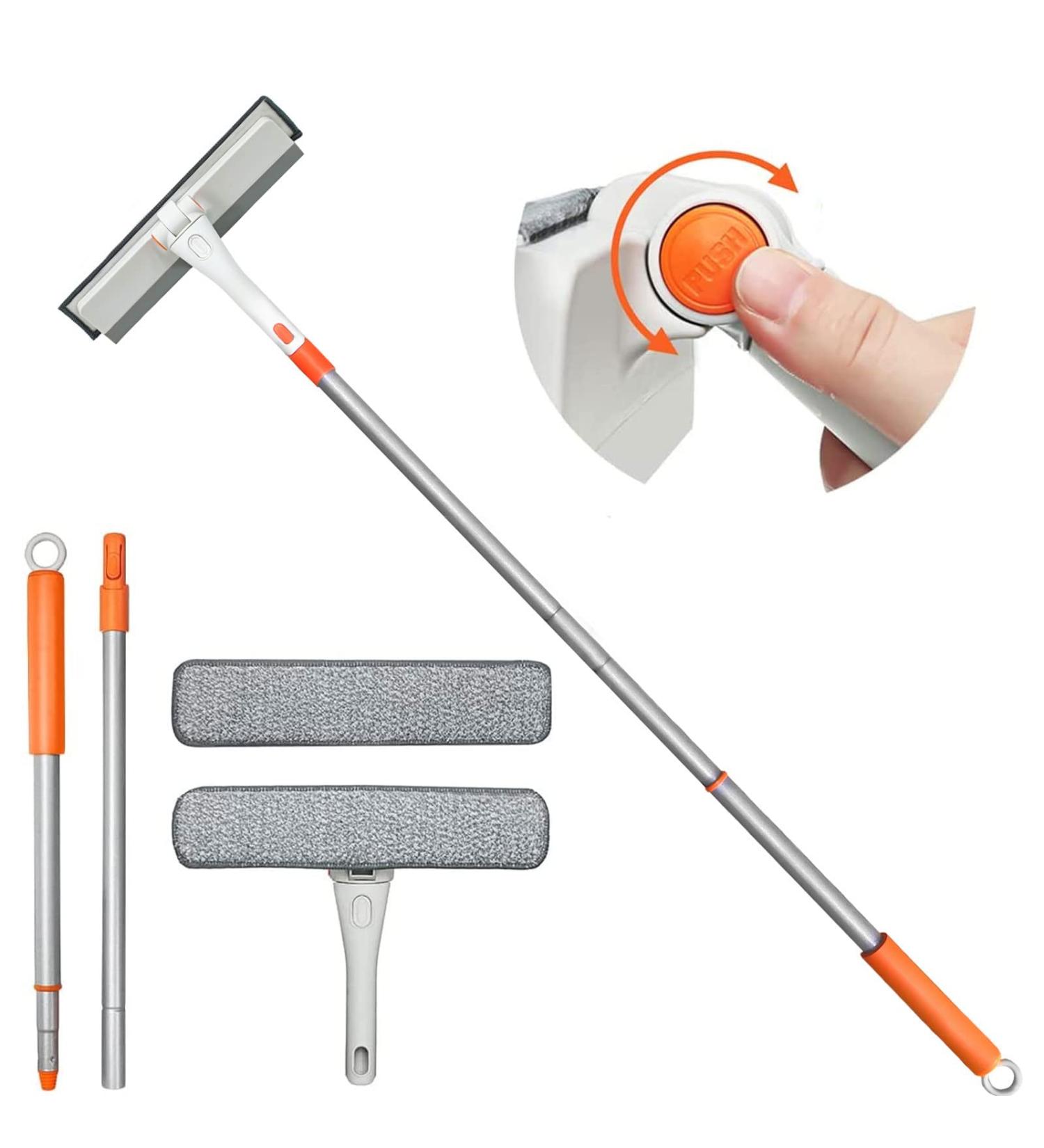 2-in-1 Rotatable Window Squeegee Kit | 48 Extendable Handle, 180 Rotating Head | Window Cleaner, Scraper & Scrubber Combo for Glass Cleaning - Buy Online on SooperMarket.com