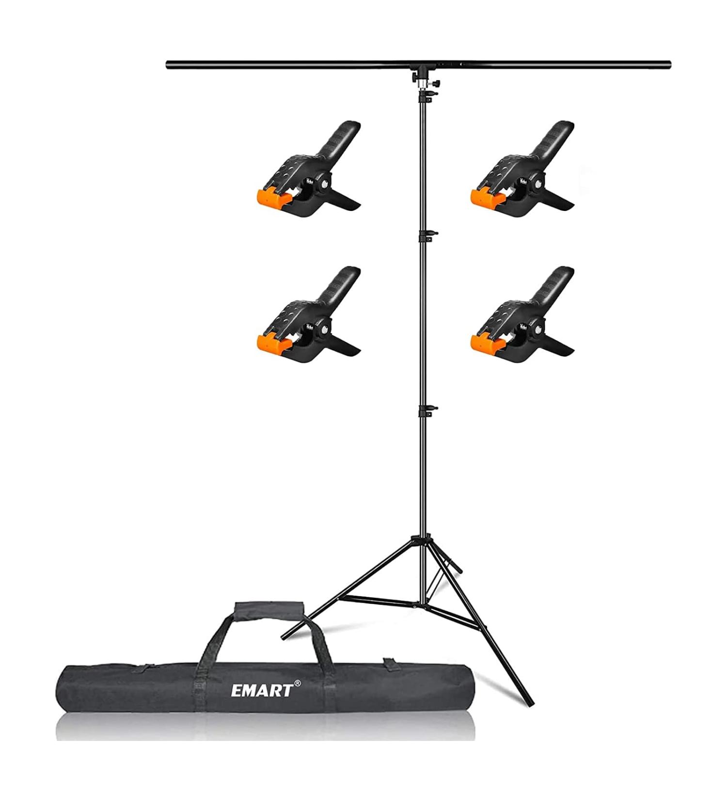 EMART T-Shape Portable Background Backdrop Stand Kit - 5ft Wide, 8.5ft Tall, Adjustable with 4 Spring Clamps - Buy Online on SooperMarket.com