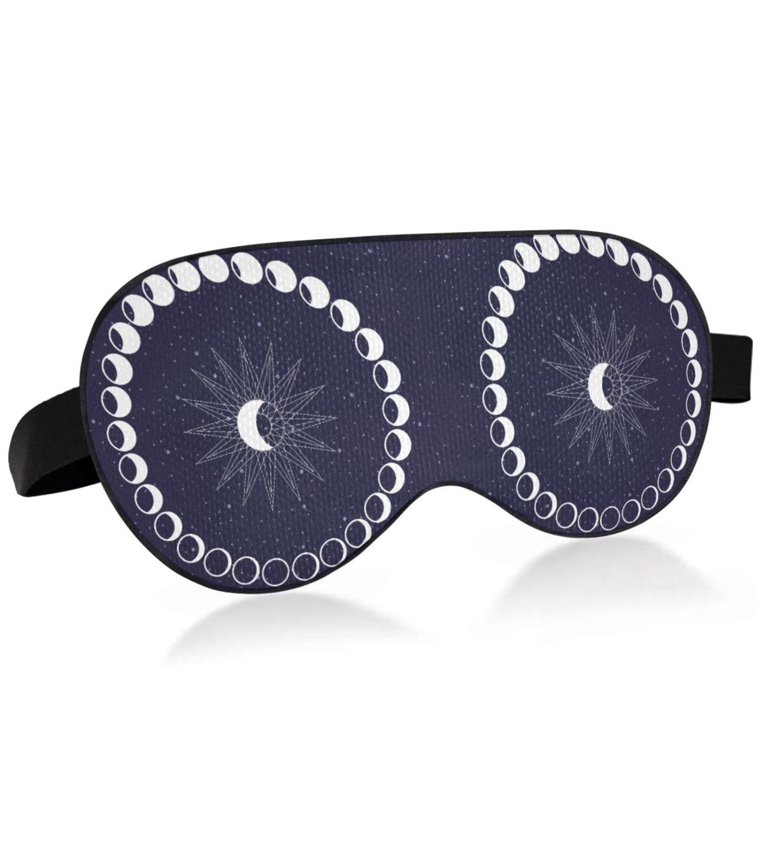 Haskirky Light Blocking Eye Mask - Adjustable Unisex Travel Mask for Deep Sleep and Meditation - Breathable & Comfortable - Moon Phases Design - Buy Online on SooperMarket.com